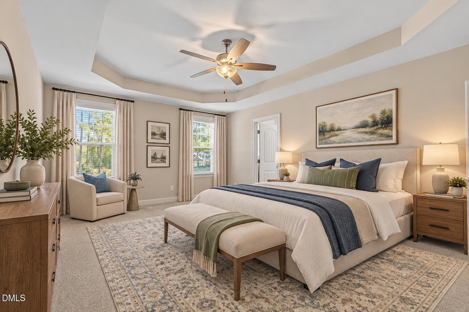 Airy Blue and Beige Master Bedroom - 324 Lasswade Court, Zebulon, NC 27597, Zebulon