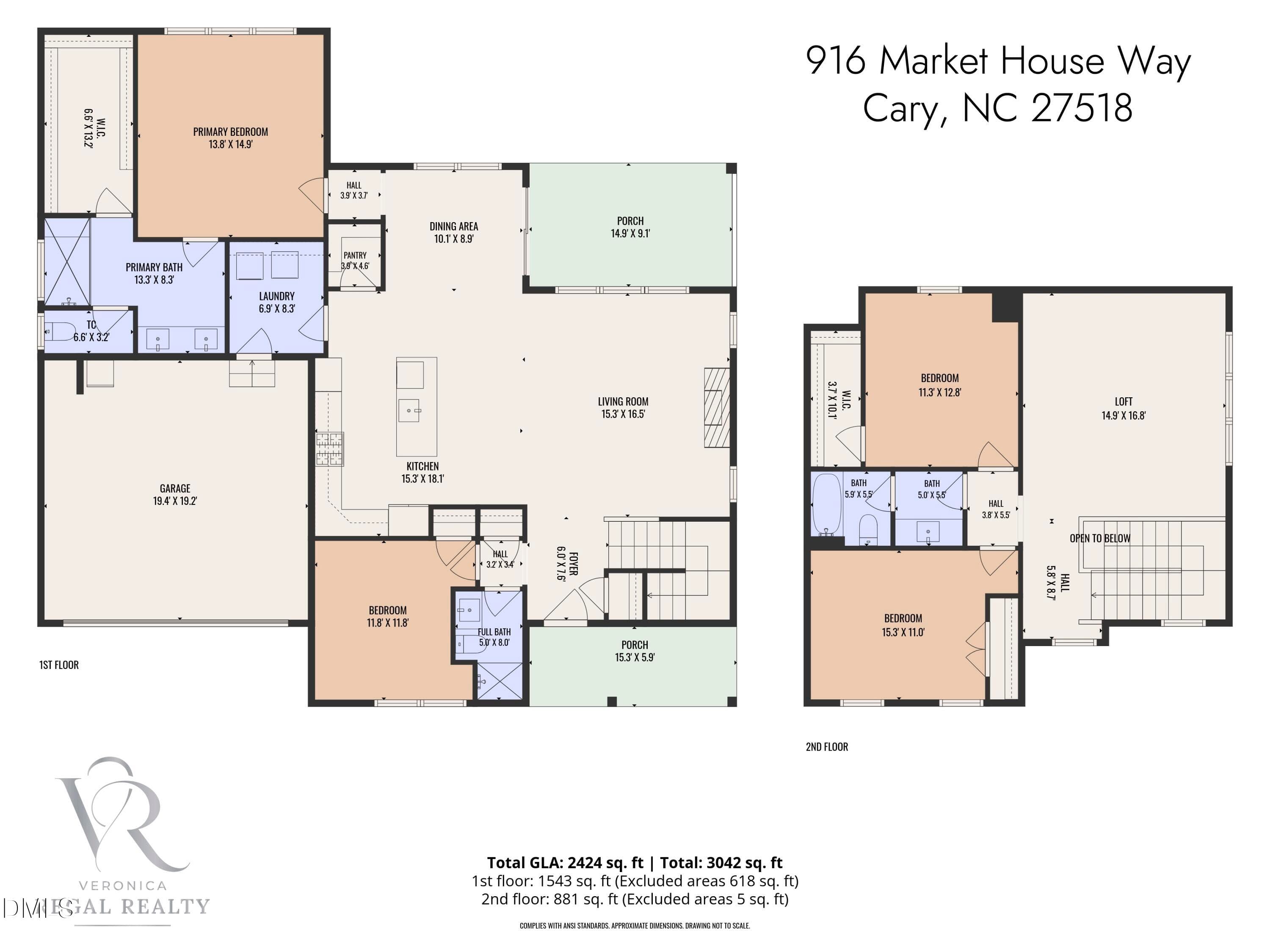 Floor Plan - 916 Market House Way, Cary, NC 27518, Cary