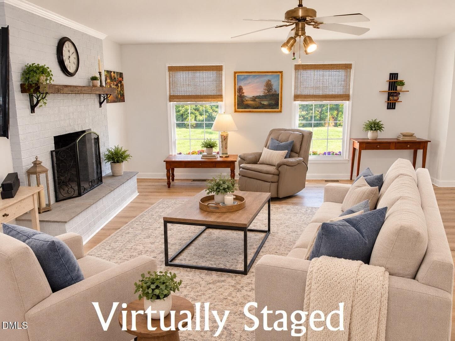 Living room - virtually staged - 1565 Spring Valley Lake Road, Henderson, NC 27537, Henderson