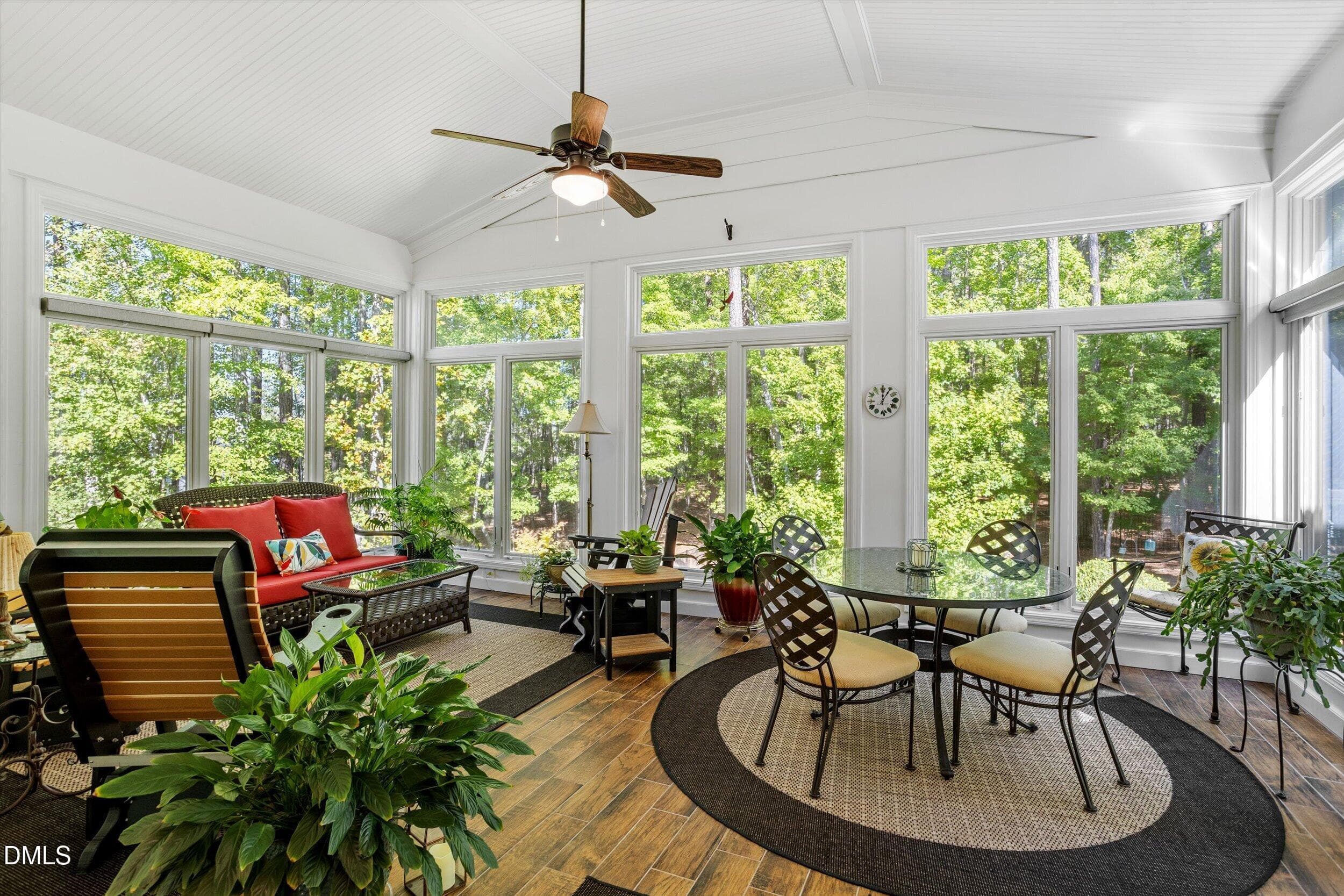 All-season porch with back yard view - 4230 Henderson Place, Pittsboro, NC 27312, Pittsboro