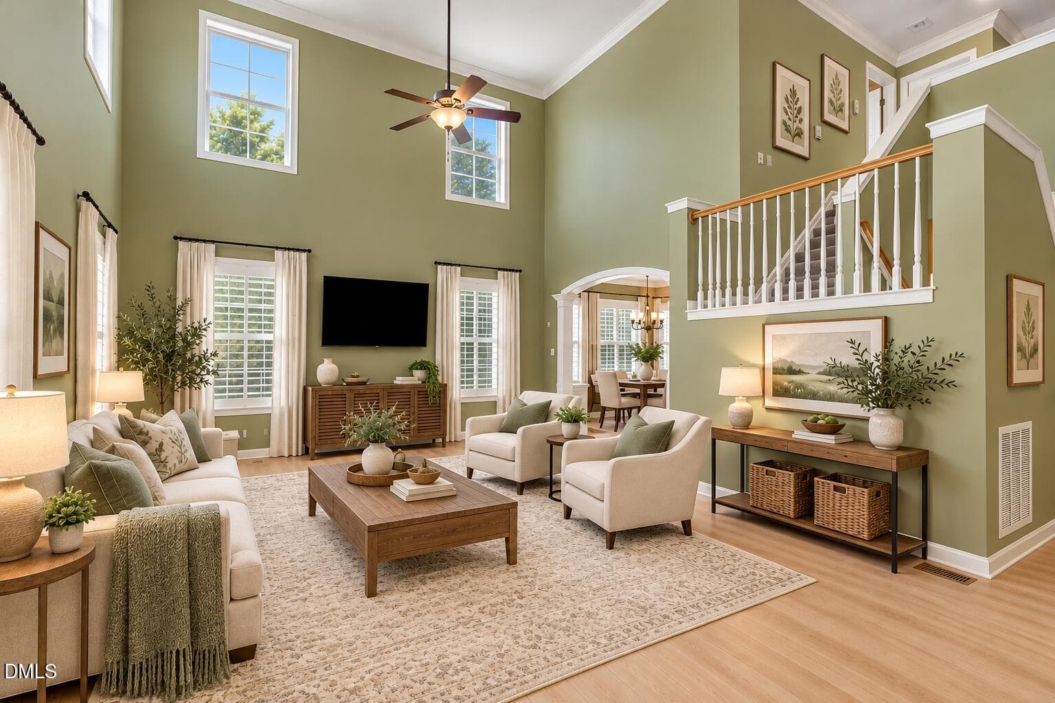 Airy Sage-Green Double-Height Living Roo - 836 Vandalia Drive, Cary, NC 27519, Cary