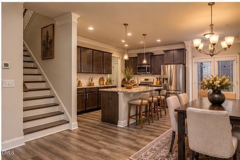 virtual stage kitchen - 813 Country Downs Road, Wake Forest, NC 27587