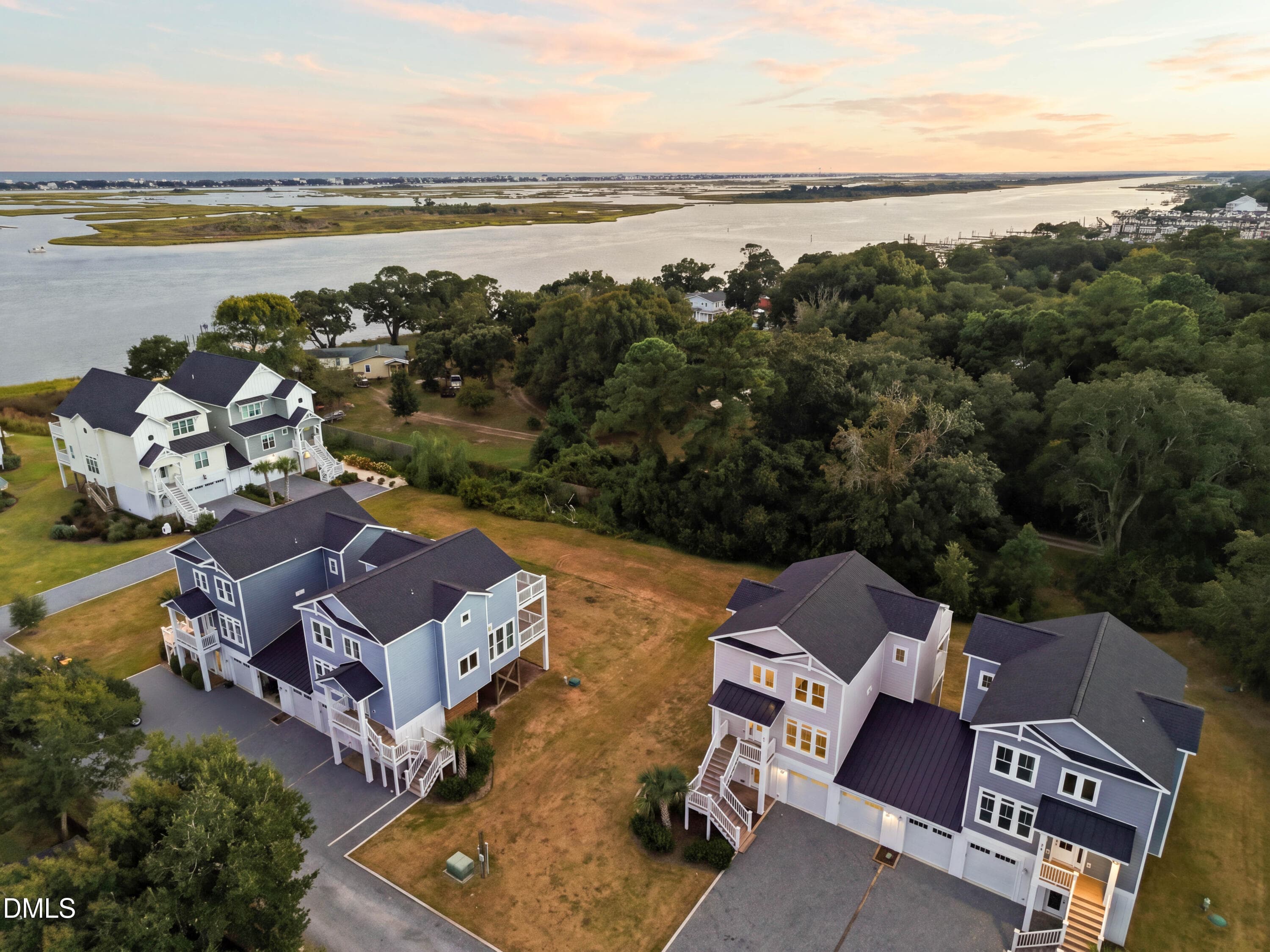 8_front right aerial sunset - 52 Pier View Court, Hampstead, NC 28443, Hampstead