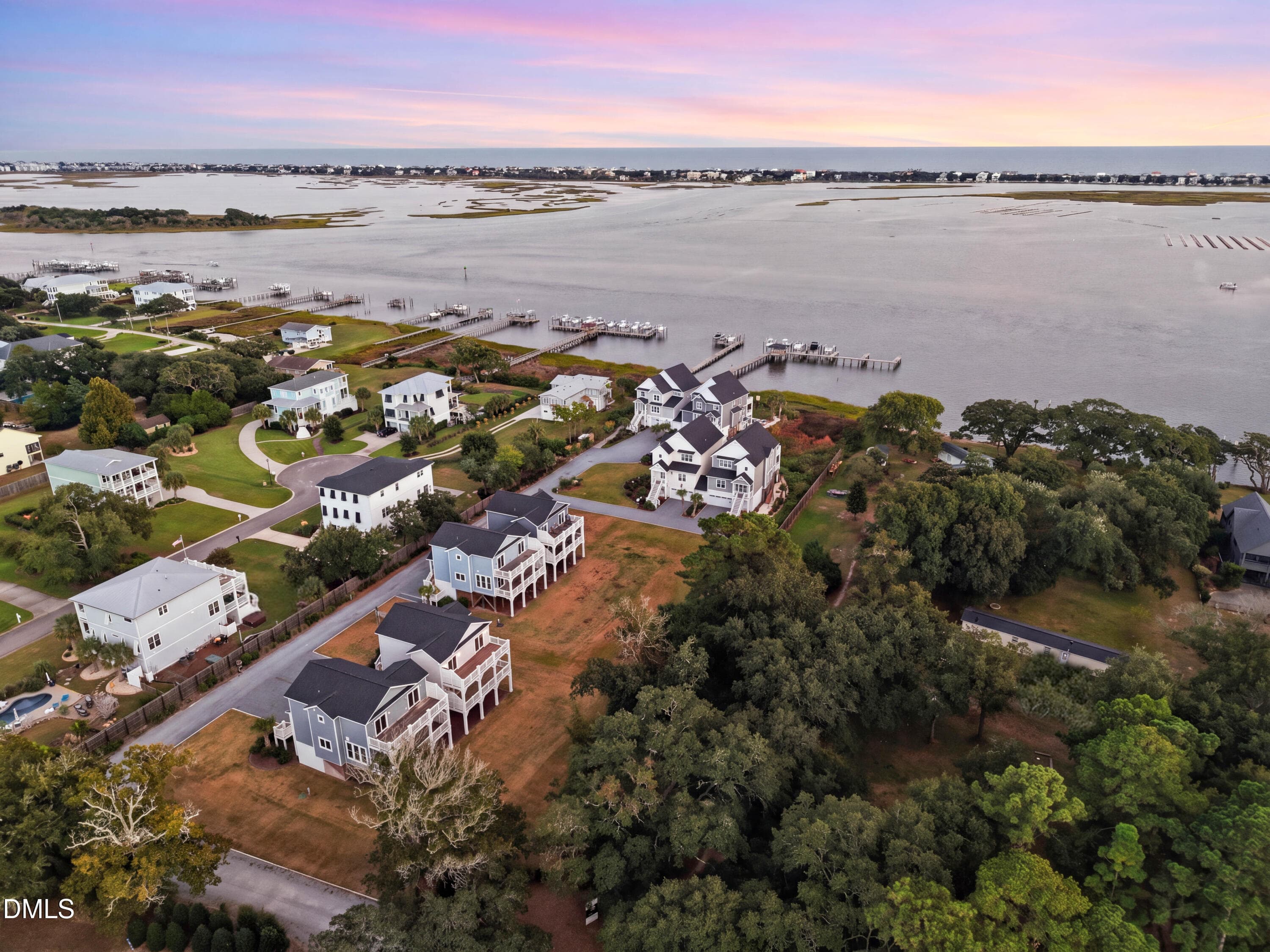 9_back left aerial sunset - 52 Pier View Court, Hampstead, NC 28443, Hampstead