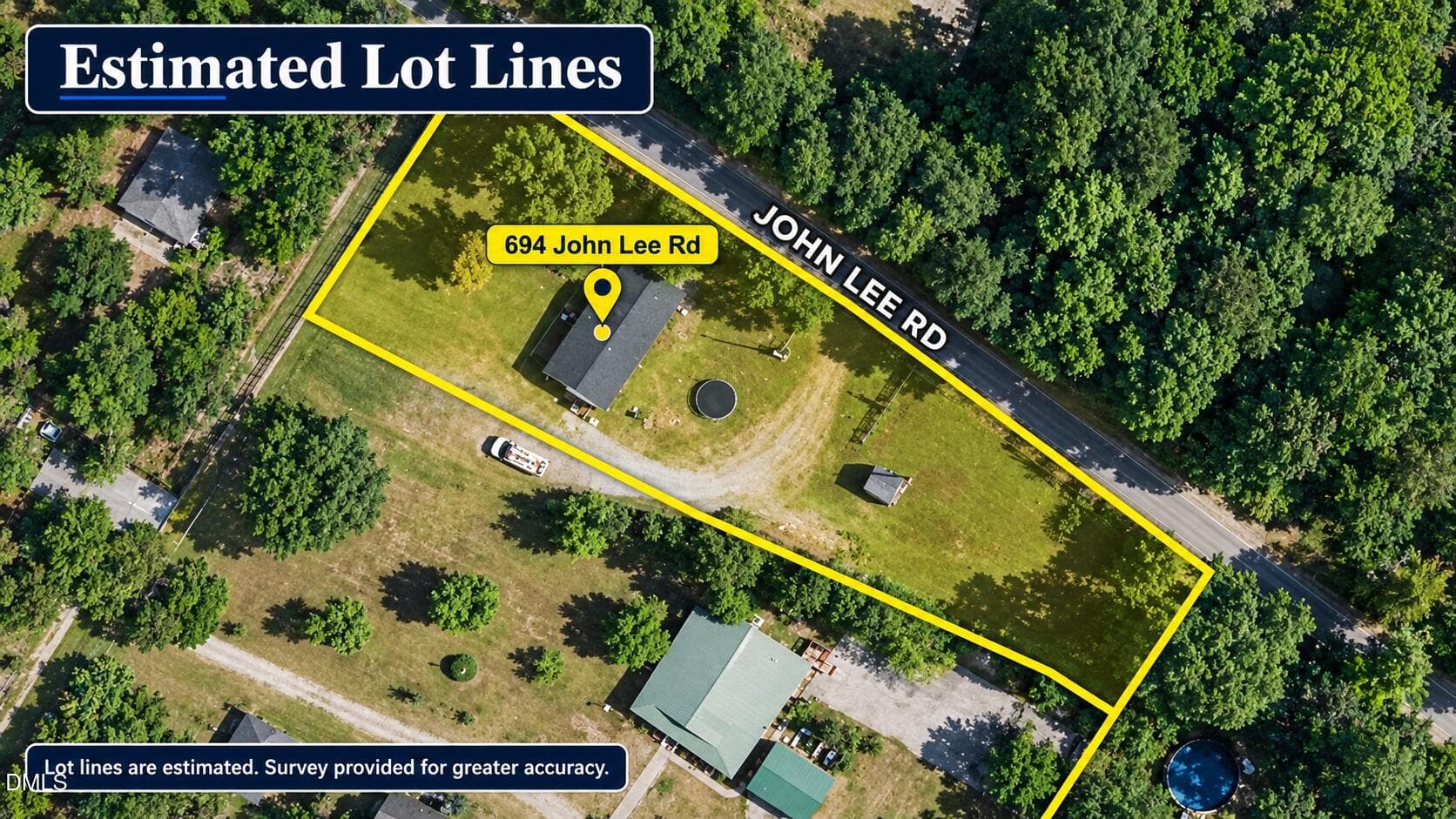Estimated lot lines_ 694 John Lee Rd - 694 John Lee Road, Dunn, NC 28334