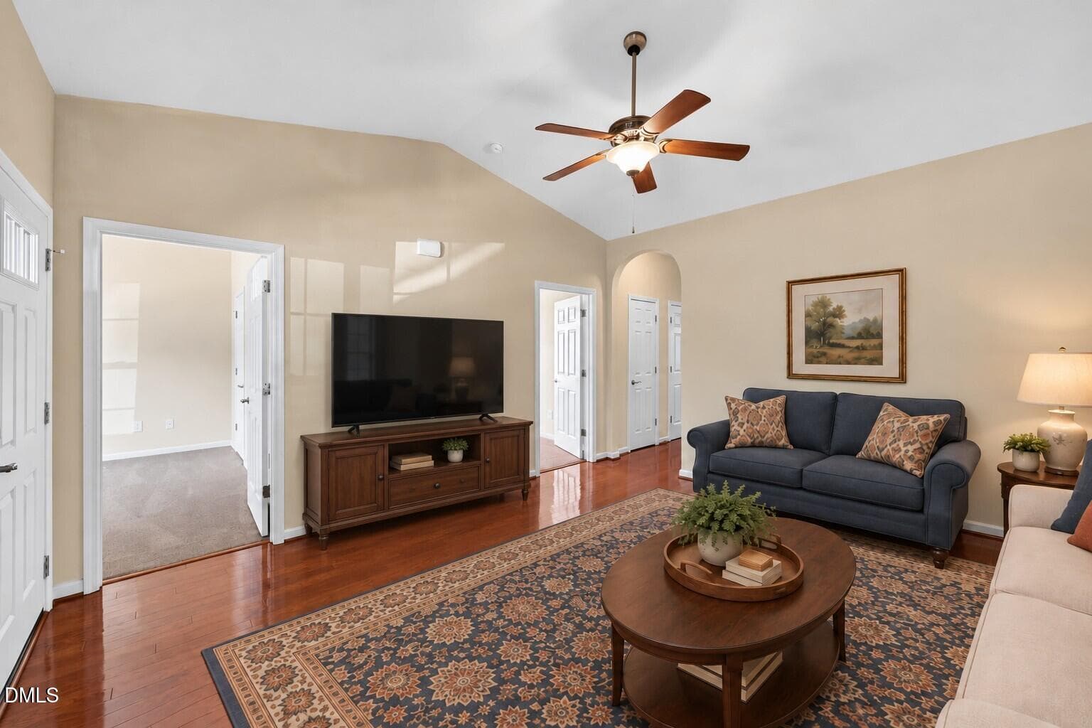 Traditional walnut console with dark-scr - 1164 Kelso Lane, Burlington, NC 27215, Burlington