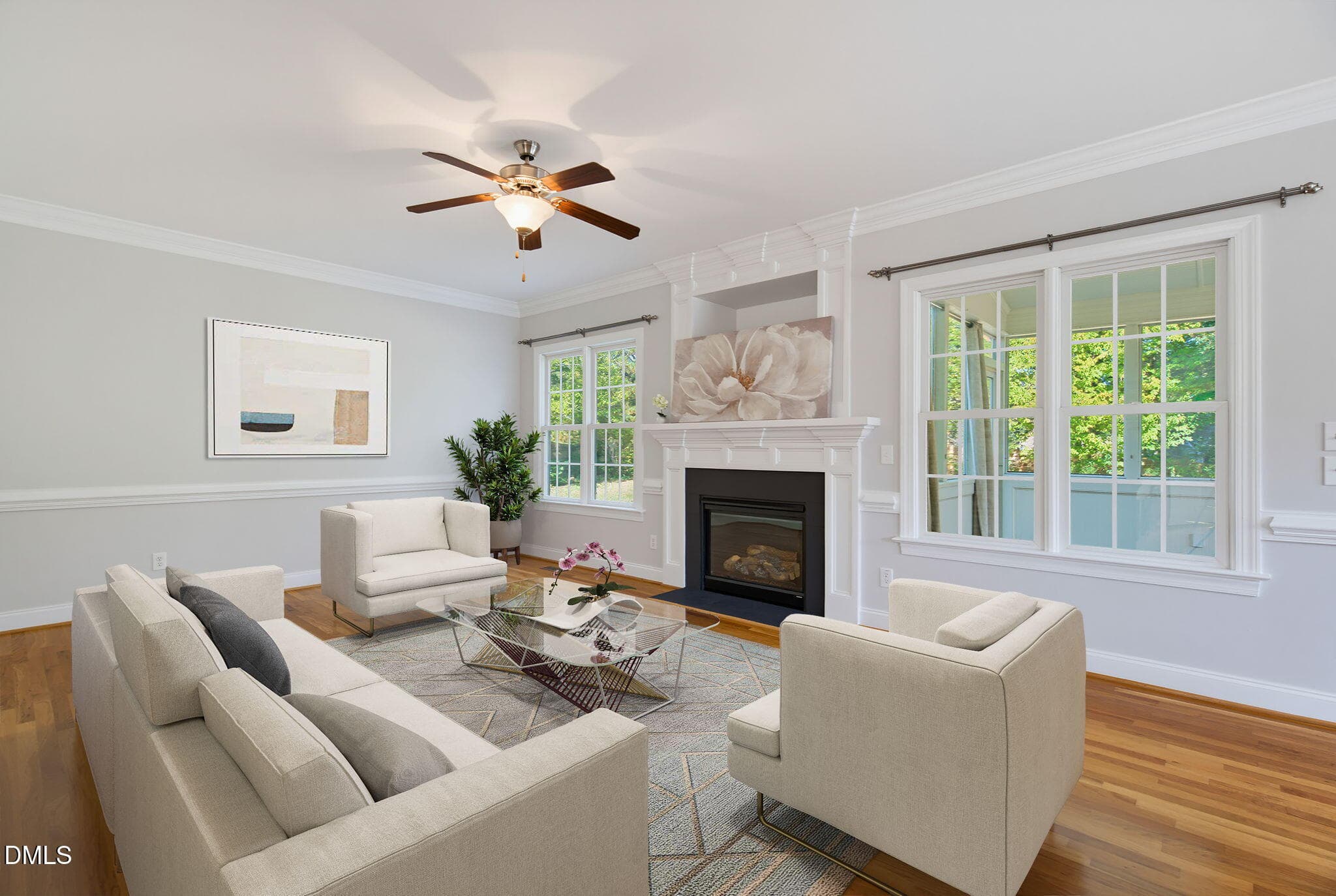 Virtually Staged Living Room - 15 Breezewood Court, Pittsboro, NC 27312, Pittsboro