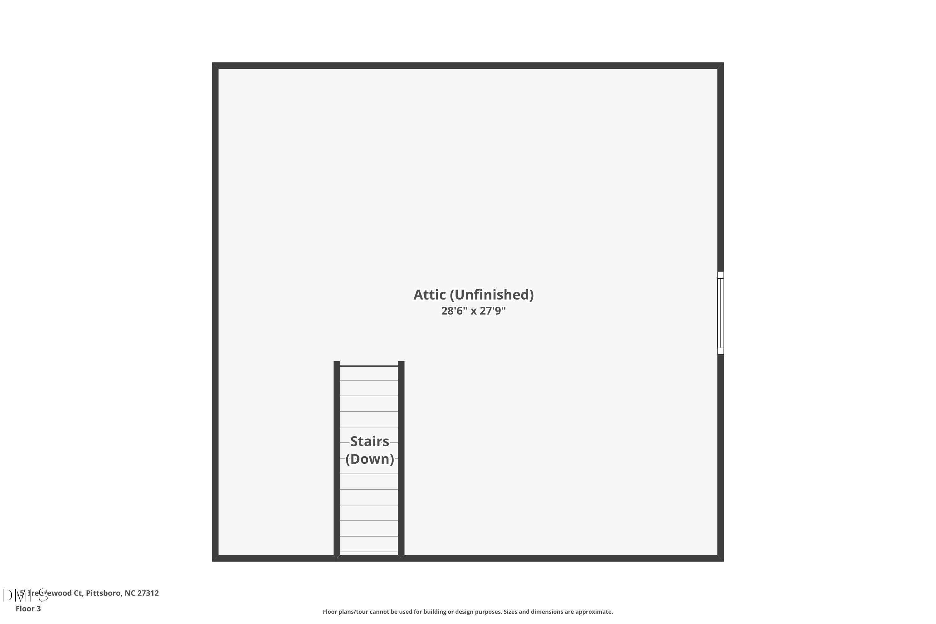 Unfinished Attic on 3rd Floor - 15 Breezewood Court, Pittsboro, NC 27312, Pittsboro