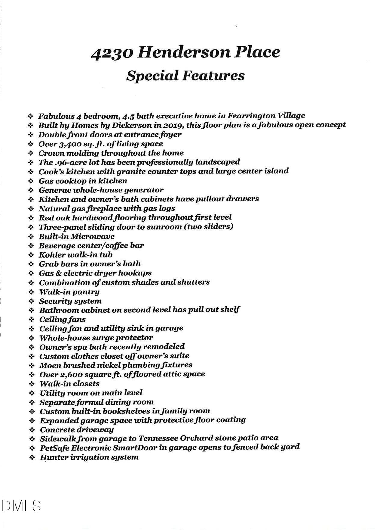 Special features - Page 1 - 4230 Henderson Place, Pittsboro, NC 27312, Pittsboro