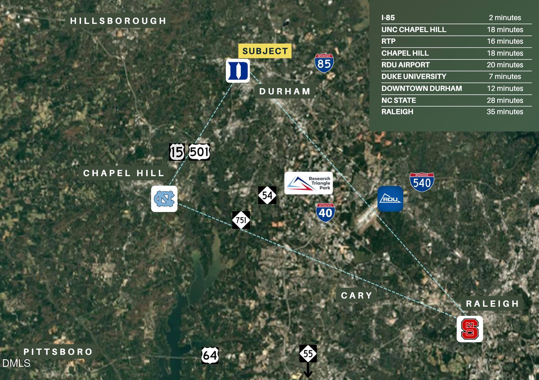 Leyburn Place - Drive Time Map - 2712 Leyburn Place, Durham, NC 27705