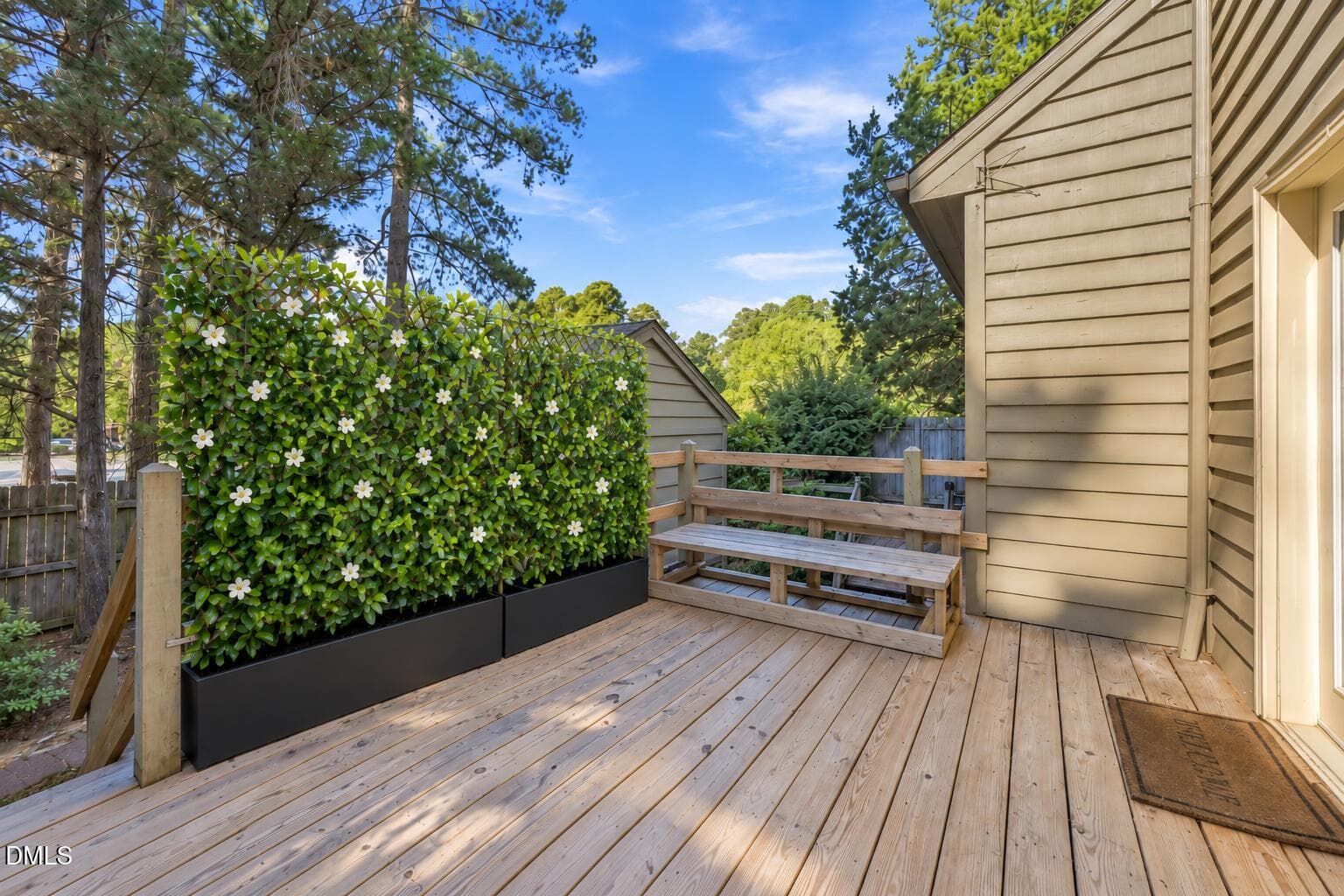 Backyard Deck with Floral Privacy Screen - 902 Albany Court, Raleigh, NC 27615