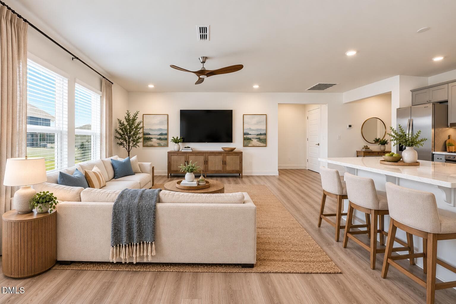 Virtually Staged Living Room - 241 Steer Street, Rolesville, NC 27571