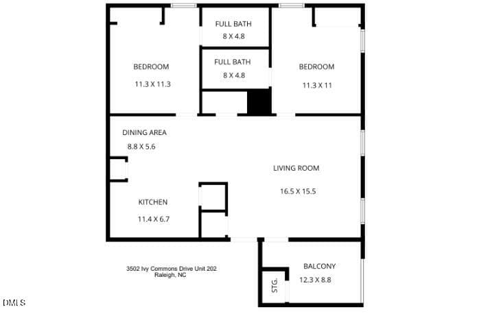 Floor Plan PNG - 3502 Ivy Commons Drive 202, Raleigh, NC 27606