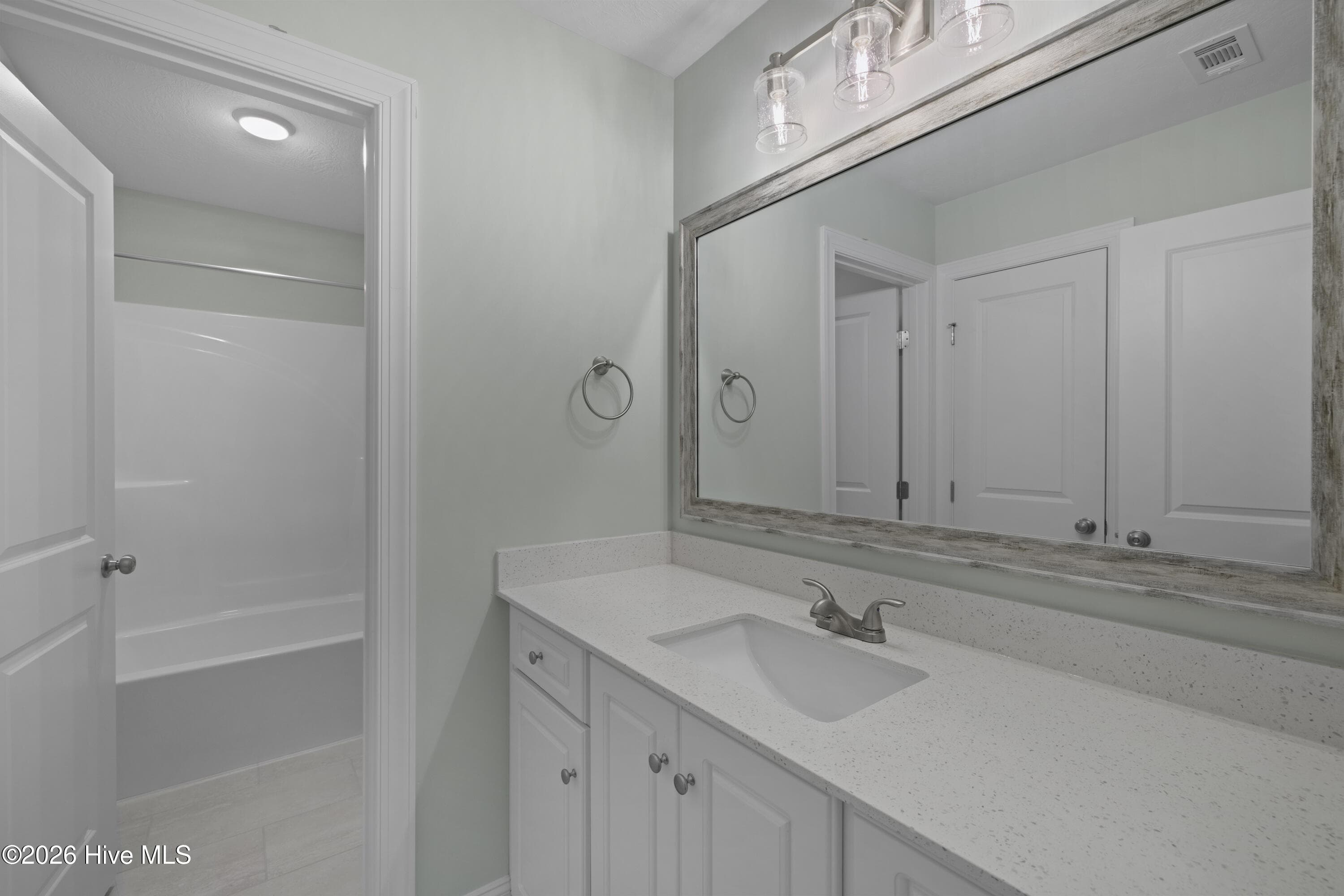 Hall bath with quartz countertop - 1340 Bellingham Drive, Beech Island, SC 29842