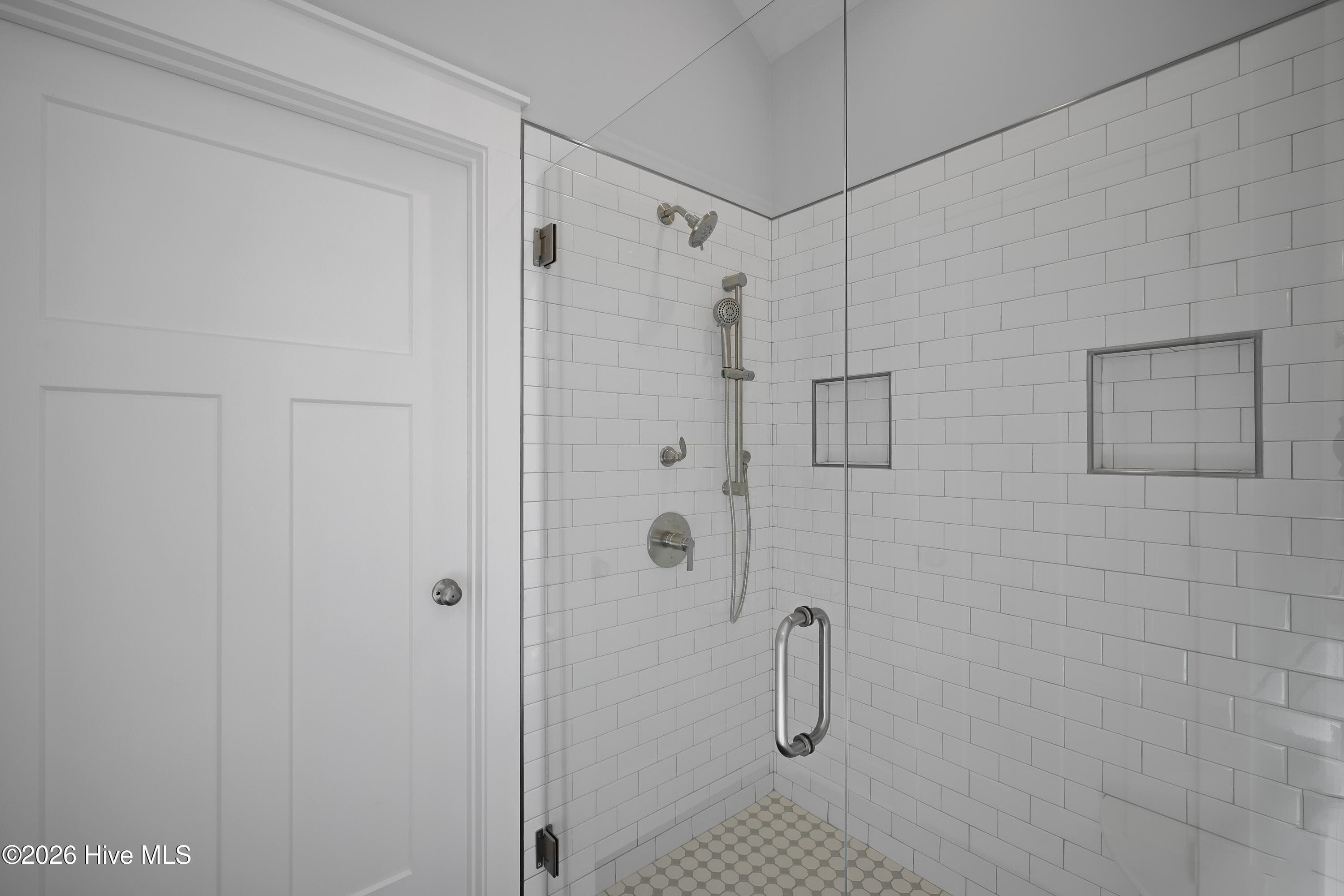 Large tiled walk-in shower in owner's bathroom - 458 Longshadow Drive, Aiken, SC 29803