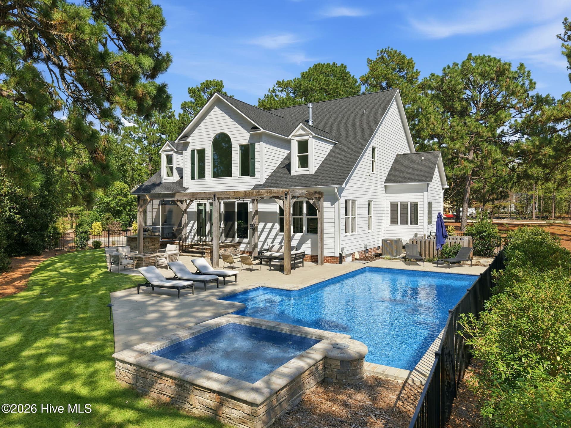 Rear exterior & Pool - 102 Chesterfield Drive, Pinehurst, NC 28374