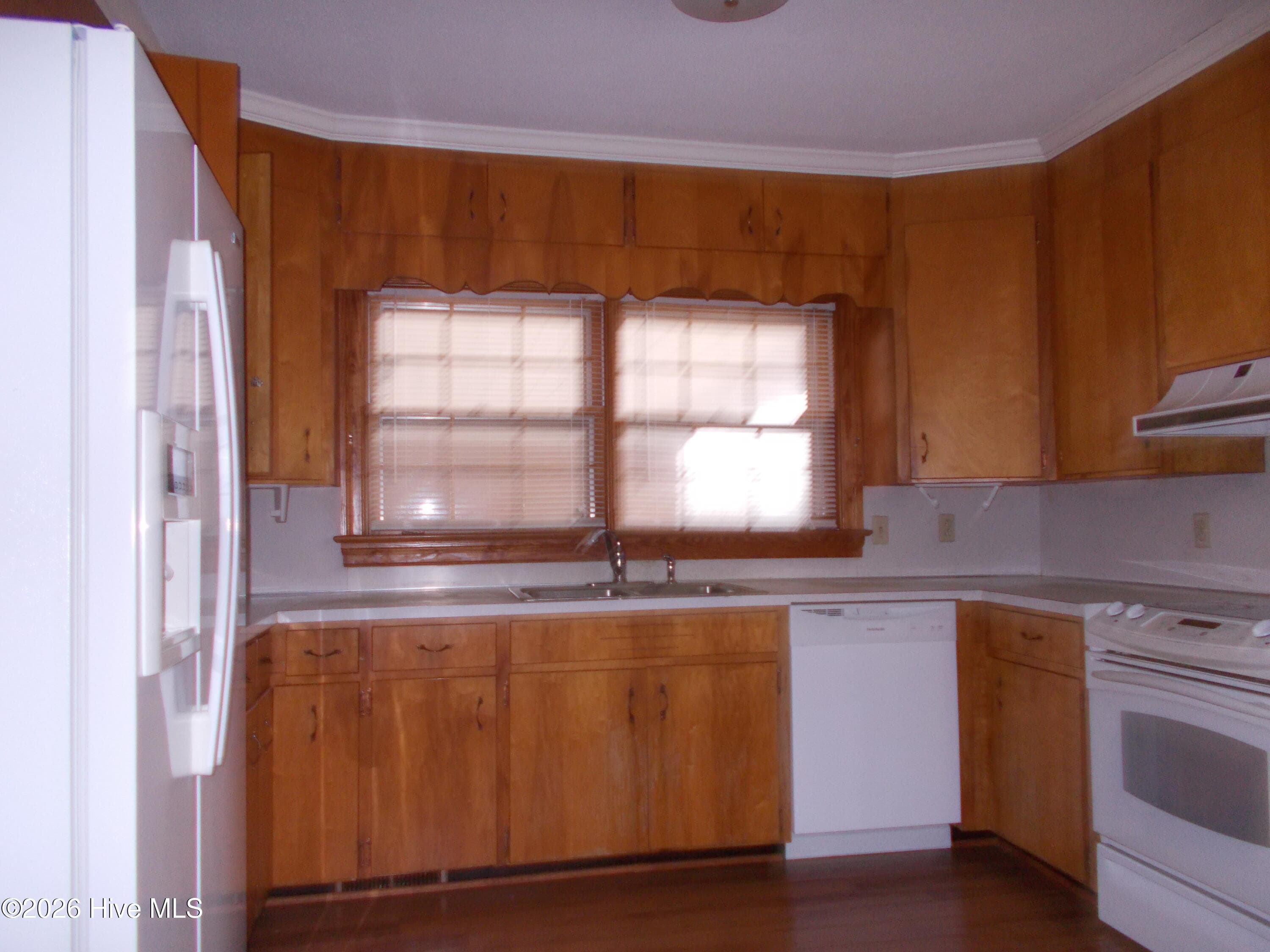 Large kitchen with smooth-top range and modern refrigerator. - 1606 Hardee Road, Kinston, NC 28504