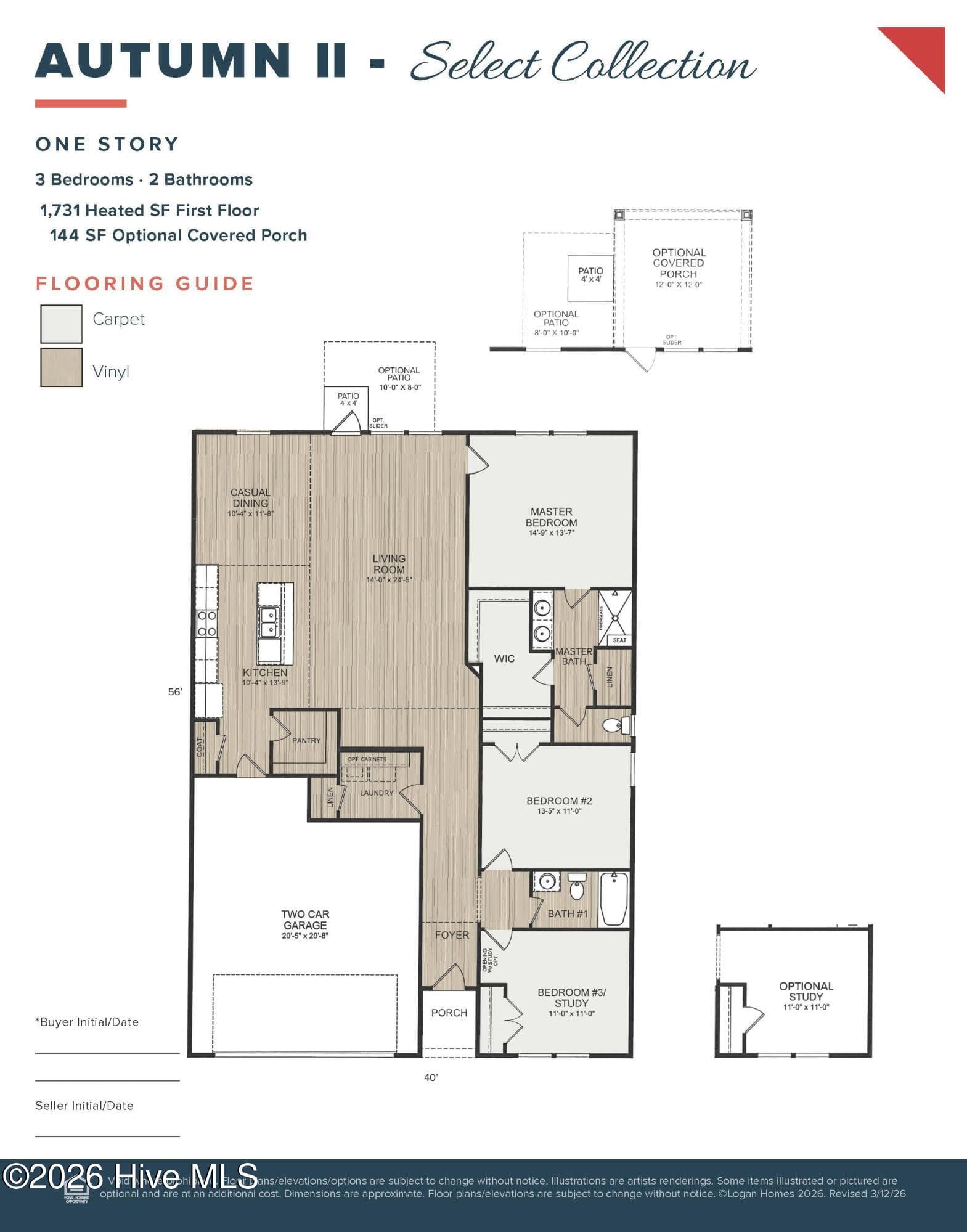 Home shown is a representation of the floor plan and may include optional features or upgrades. Elevations, materials, colors, finishes, square footage, and included features may vary from the actual home. Please consult a Sales Representative for complete details. - 561 Belfort Lane SW 88, Ocean Isle Beach, NC 28469