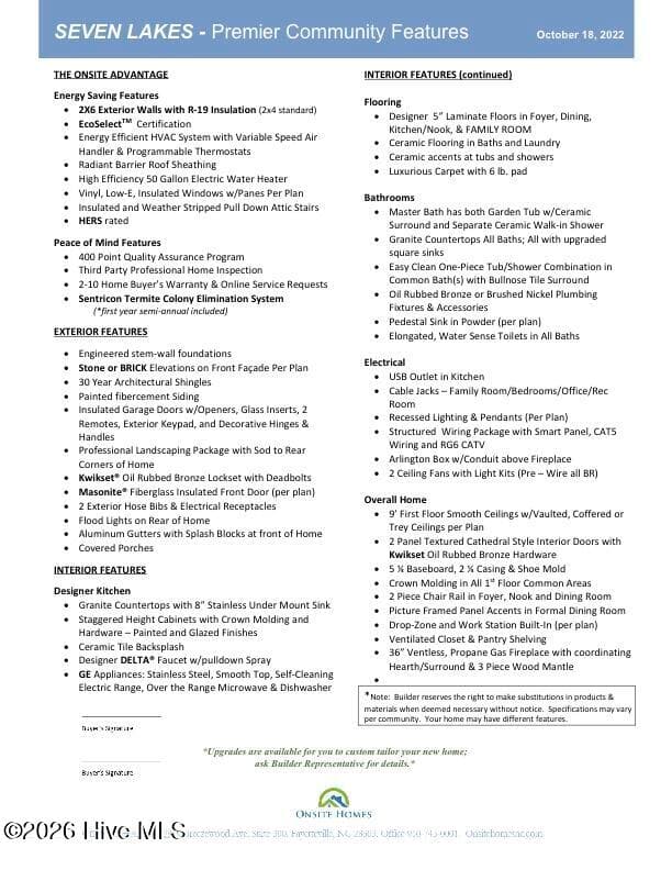 Feature Sheet - 170 James Drive, West End, NC 27376