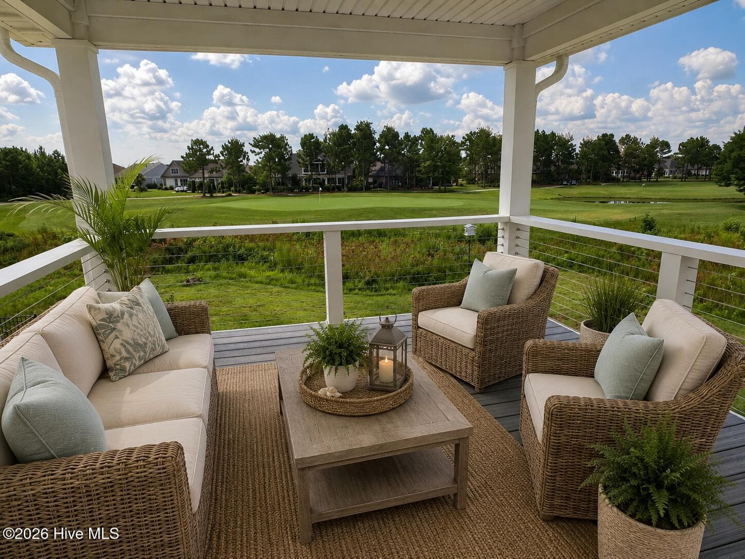 AI generated upstairs porch furniture - 2359 Weeping Birch Road NE, Leland, NC 28451