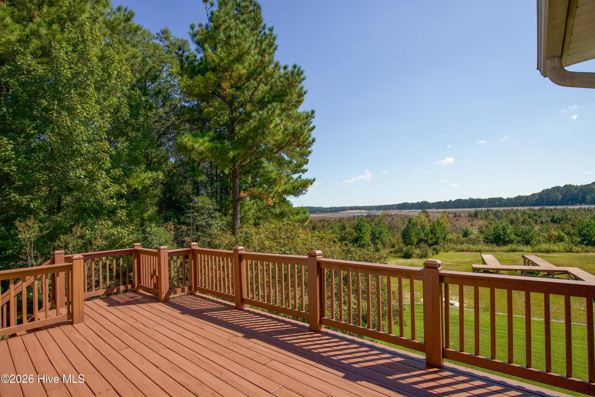 Long view across the dry lakebed from the deck at 899 Seagull Drive, Woodlake, Vass NC. - 899 Seagull Drive, Vass, NC 28394