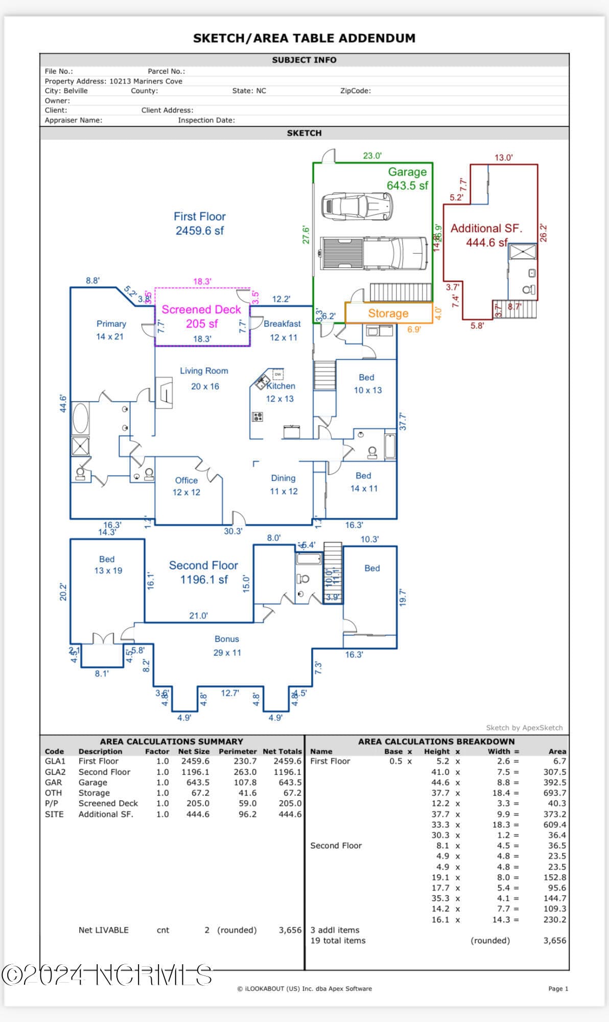 Full sketch - 10213 Mariners Cove Court, Leland, NC 28451, Leland