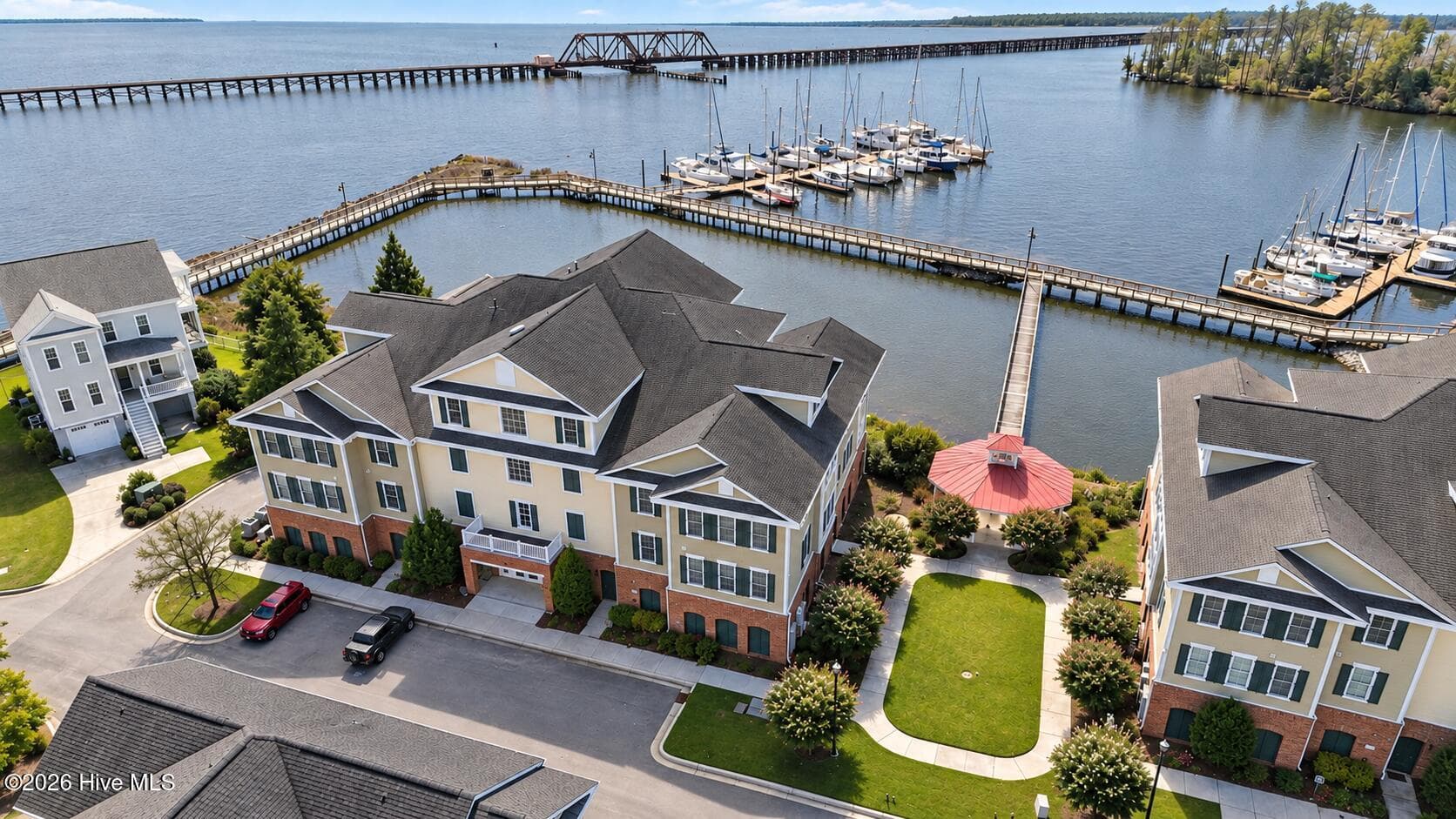 Aerial photograph of neighborhood marina. - 207 S Academy Street, Washington, NC 27889