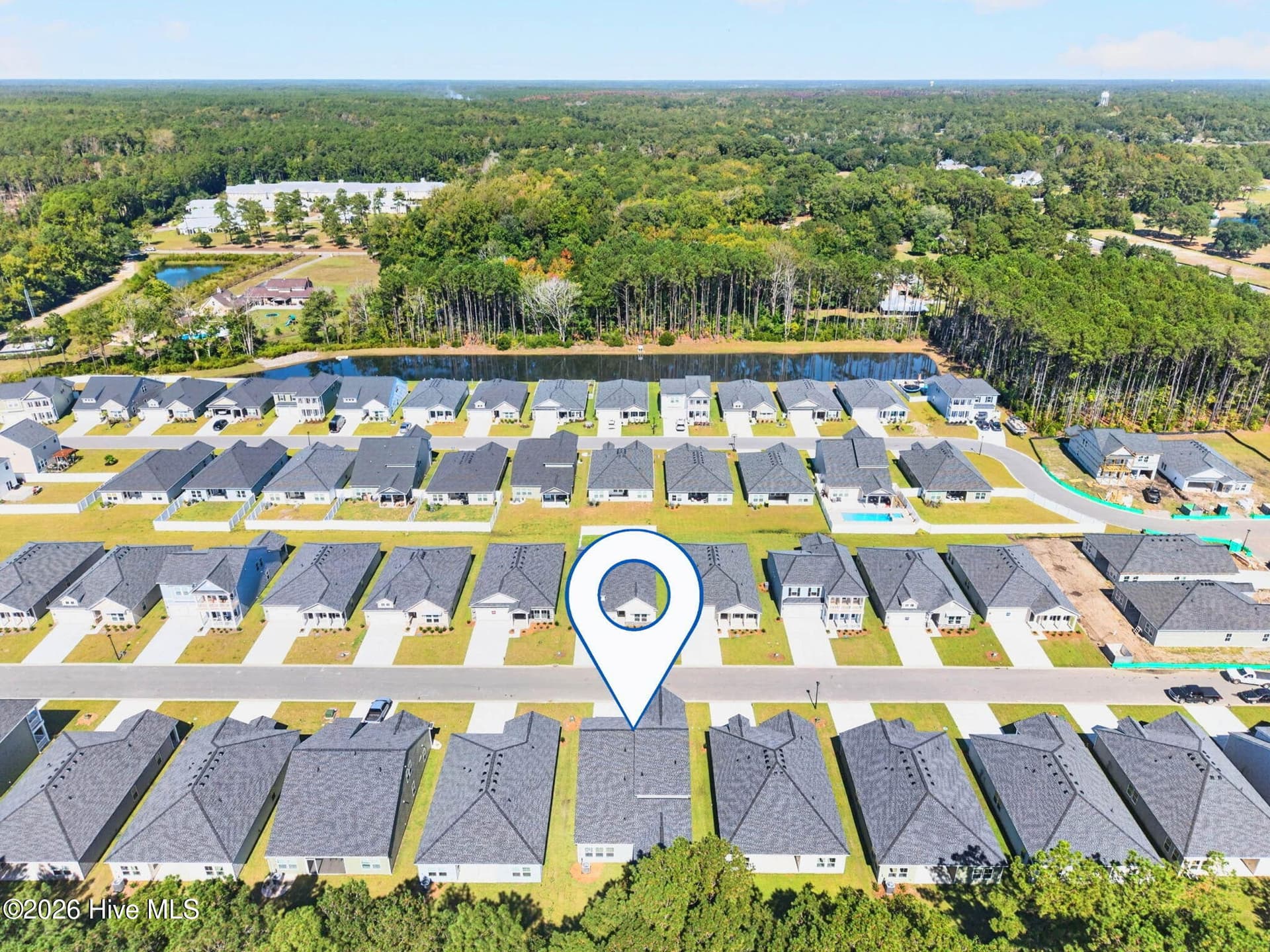Elevated neighborhood view highlighting 3447 Sandhill Crane Drive SW within Wood Stork Landing in Ocean Isle Beach, NC. - 3447 Sandhill Crane Drive SW, Ocean Isle Beach, NC 28469