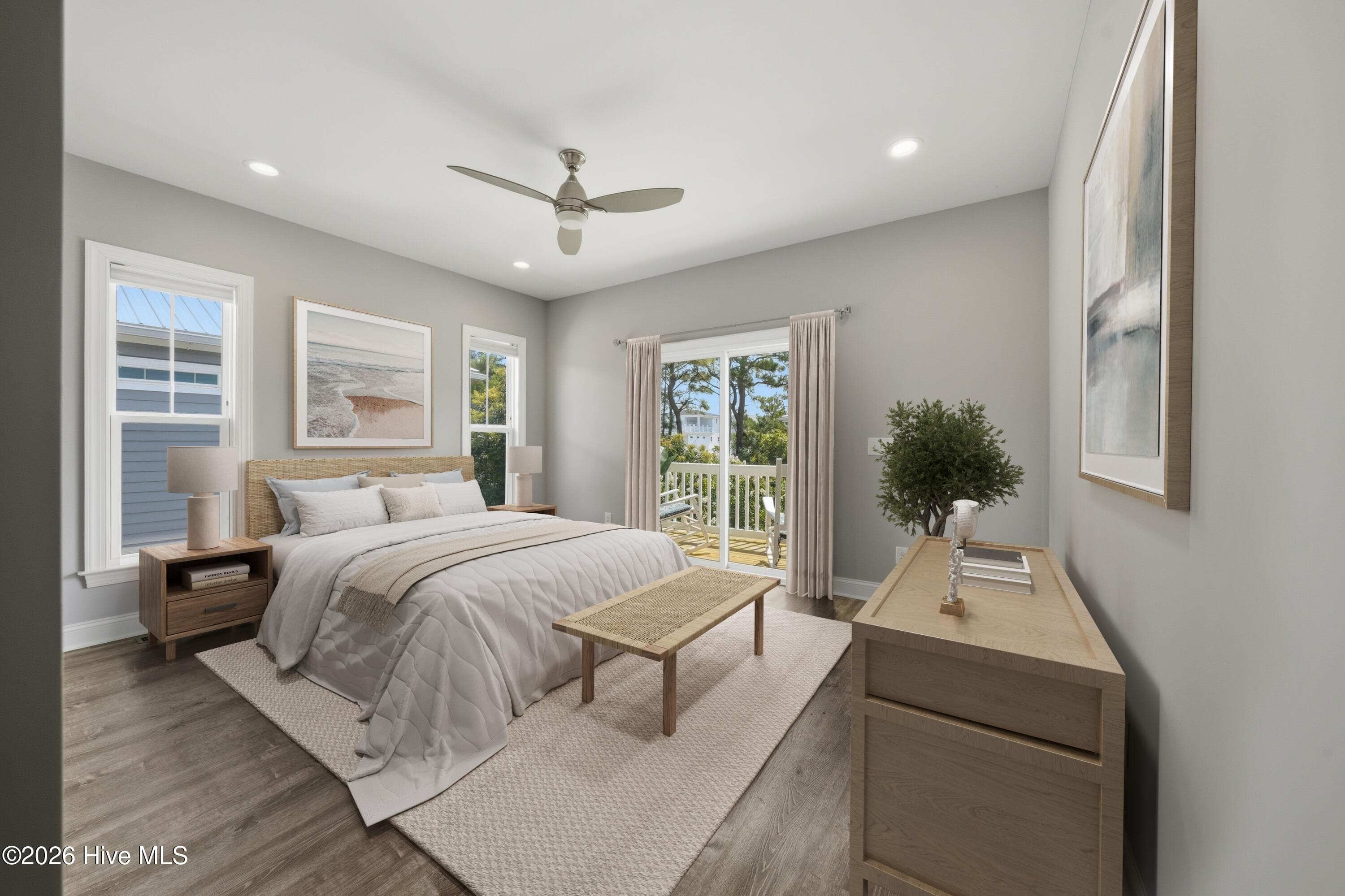 Primary Bedroom virtually staged - 1231 Pinfish Lane, Carolina Beach, NC 28428