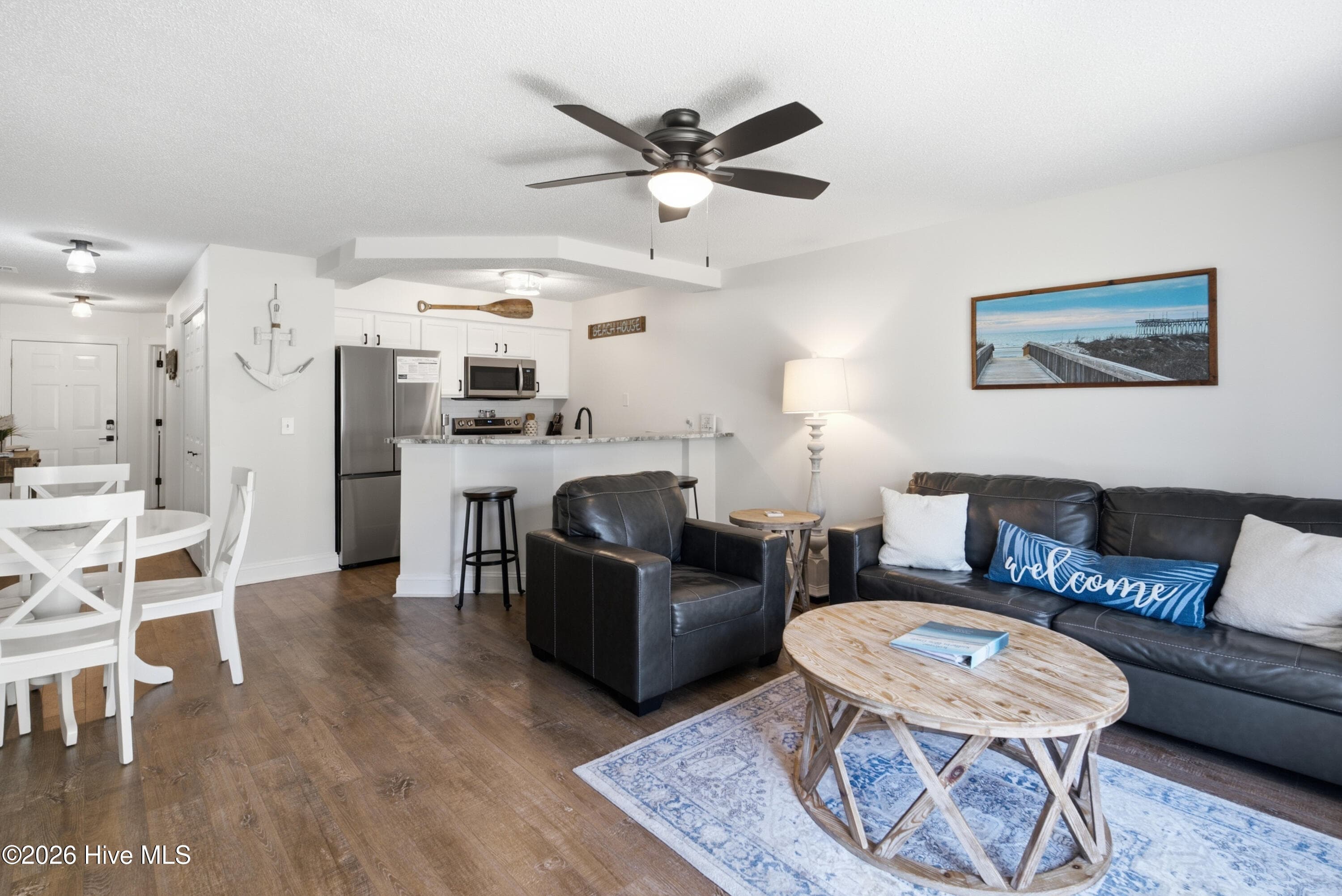 Open Plan showing Kitchen, Dining, Living Room - 908 Resort Circle Unit 203, Sunset Beach, NC 28468