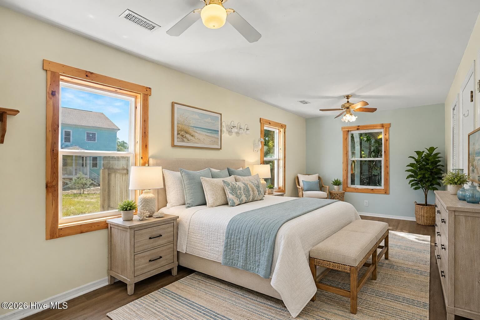 Virtual Staged Primary Bedroom - 124 N Middleton Avenue, Oak Island, NC 28465, Oak Island