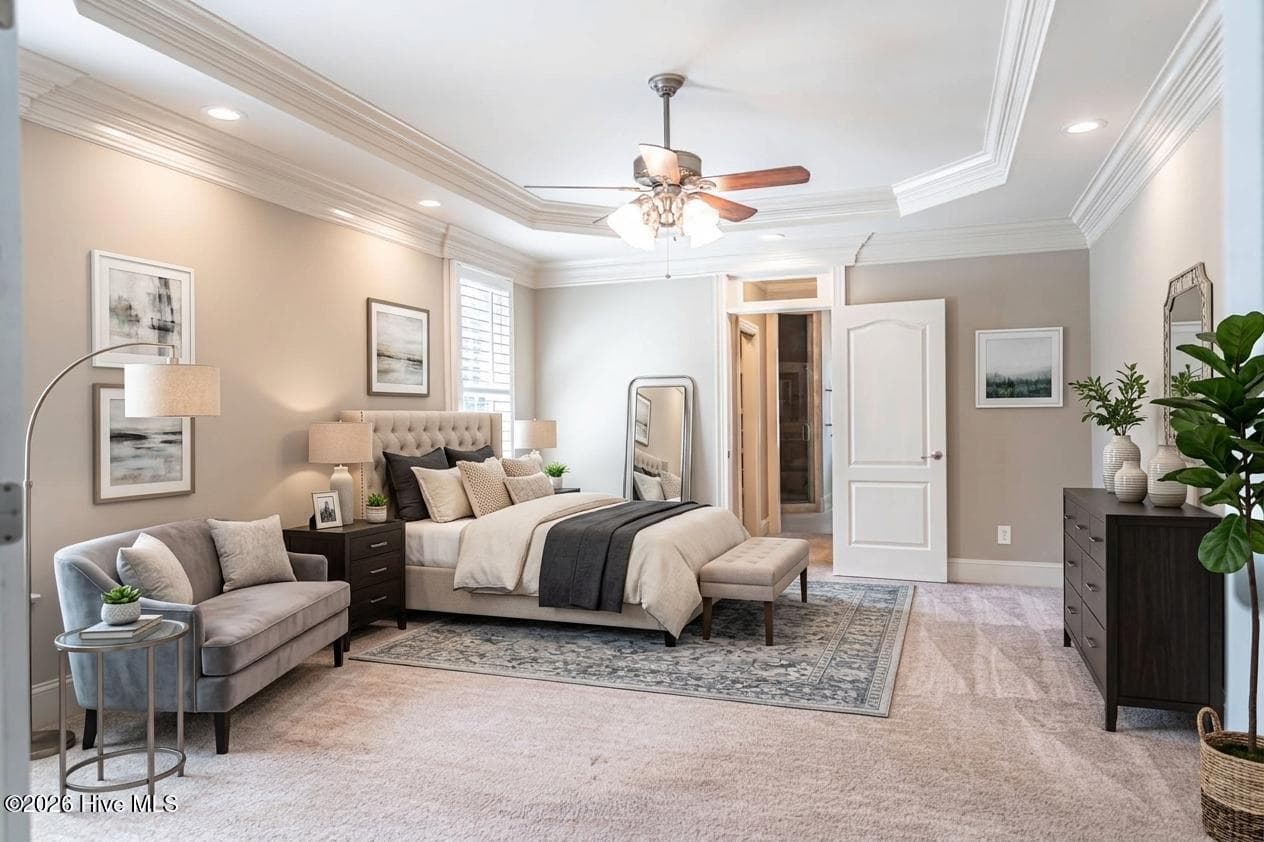 Master bedroom-virtually staged - 38 E Augusta Lane, Southern Pines, NC 28387