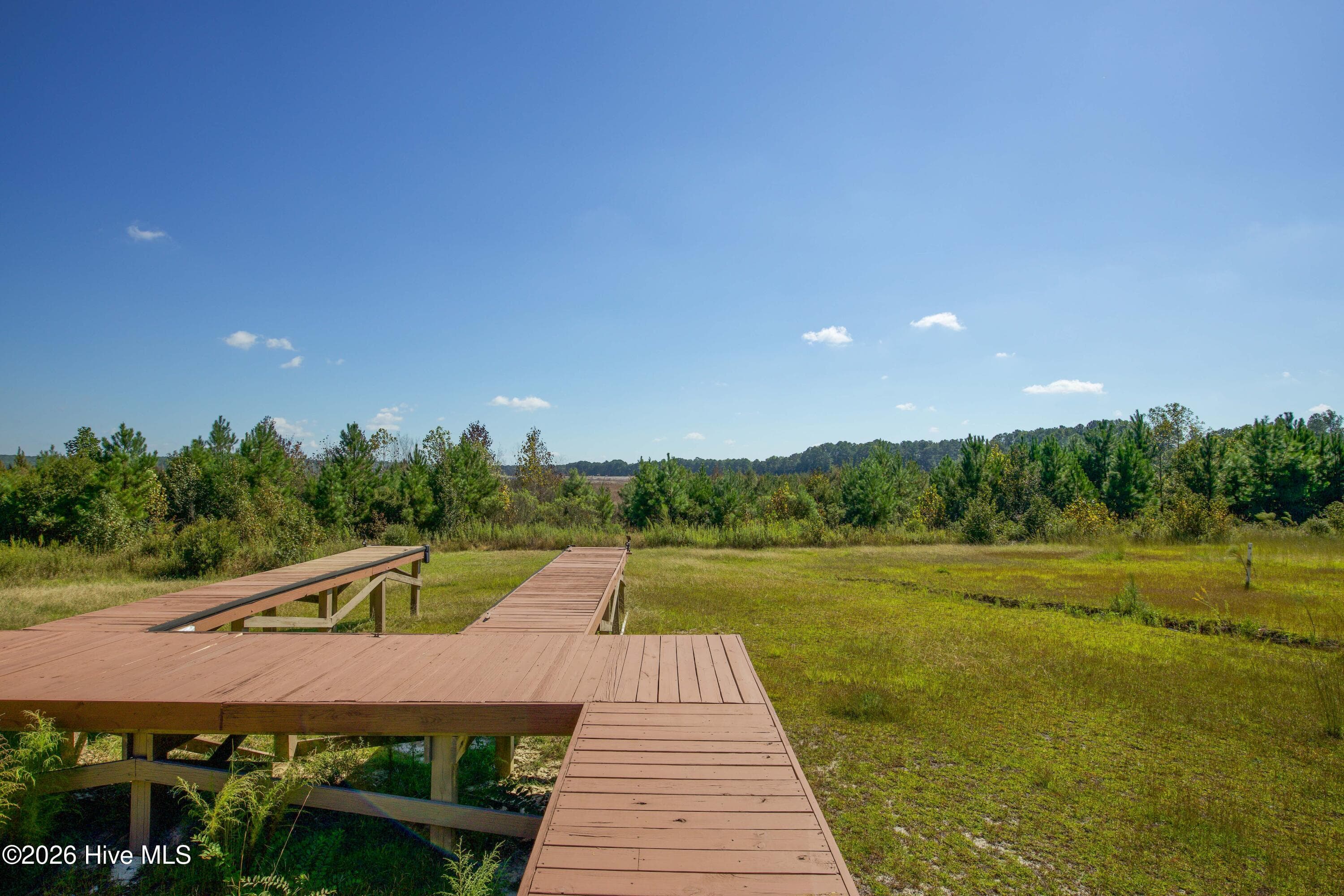 Close view of the existing dock platform at 899 Seagull Drive, Woodlake, Vass NC, on the dry lakebed. - 899 Seagull Drive, Vass, NC 28394, Vass