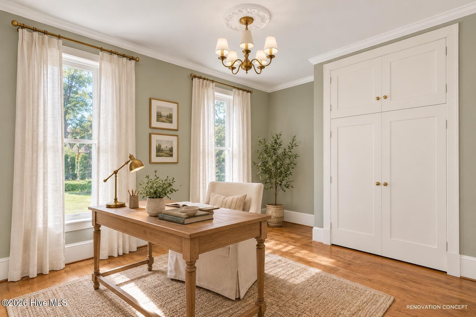 Virtual Staging AI, Middle Bedroom as an office - 436 Doctor Robinson Road, Bladenboro, NC 28320