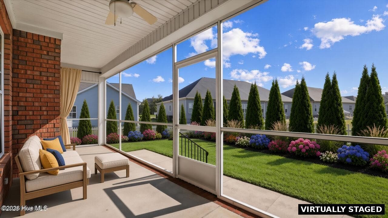 virtually staged screen porch - 207 Kingston Circle, Goldsboro, NC 27530