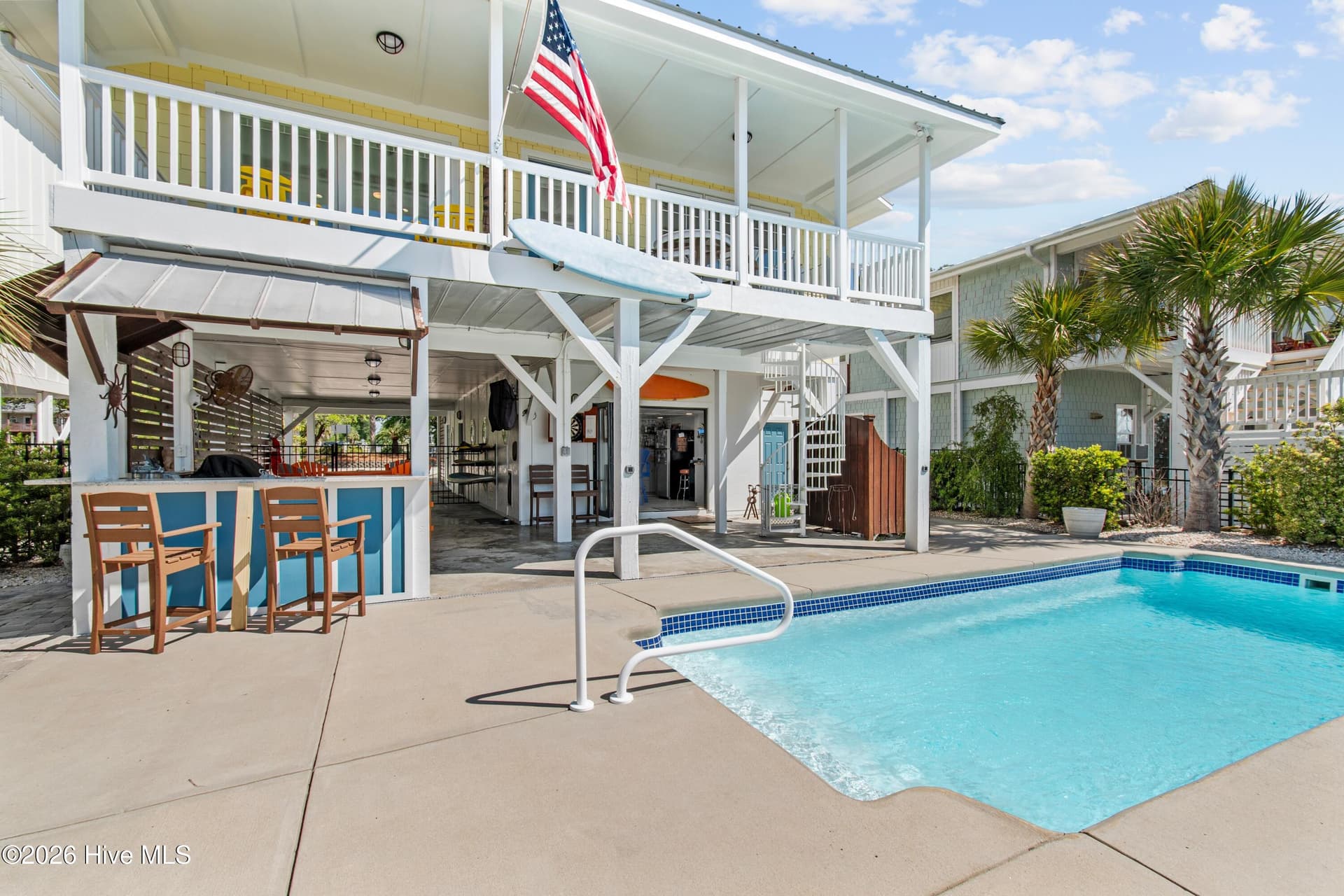 Tiki bar and swimming pool. - 2024 Camelot Drive SW, Ocean Isle Beach, NC 28469