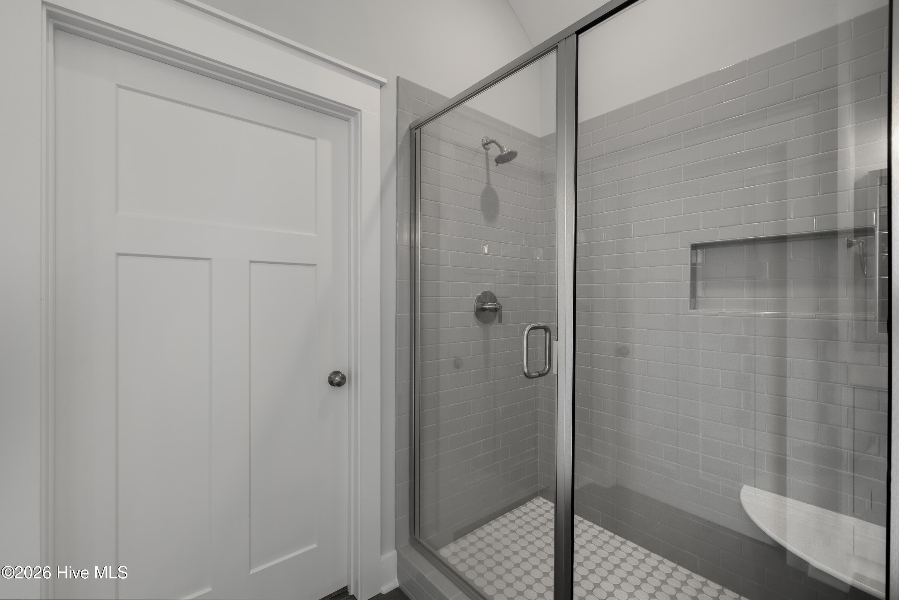 full tile shower with semi-frameless glass shower door - 1777 Bellingham Drive, Beech Island, SC 29842