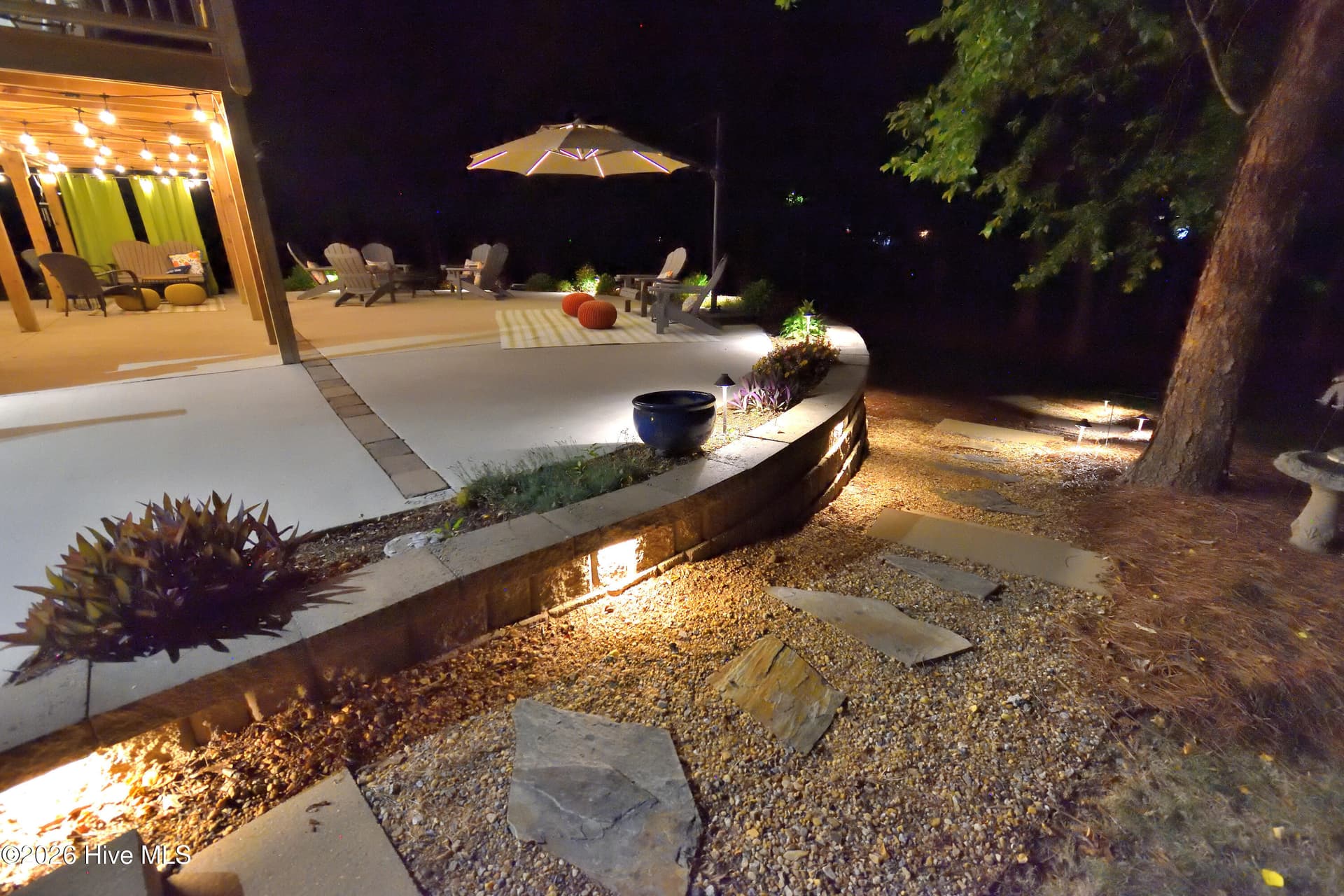 Low voltage lighting around patio wall - 3924 Crosswinds Drive, Rocky Mount, NC 27803
