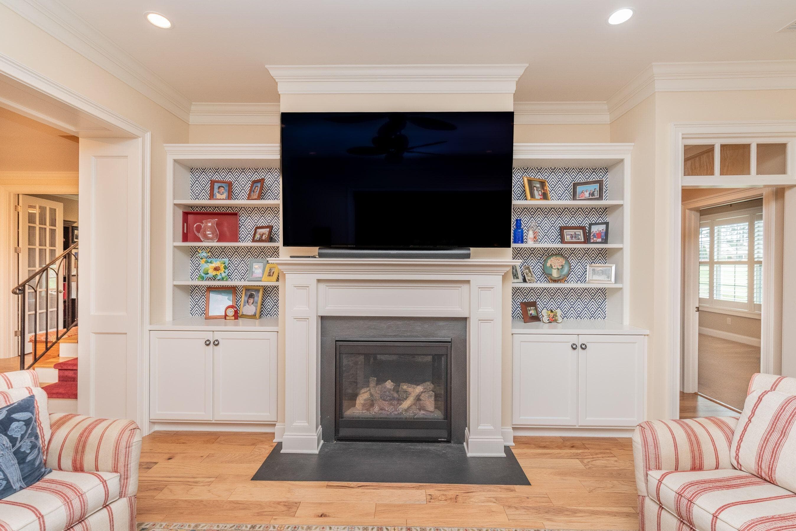 Family room gas fireplace - 207 Quiet Oak Court, Aiken, SC 29803