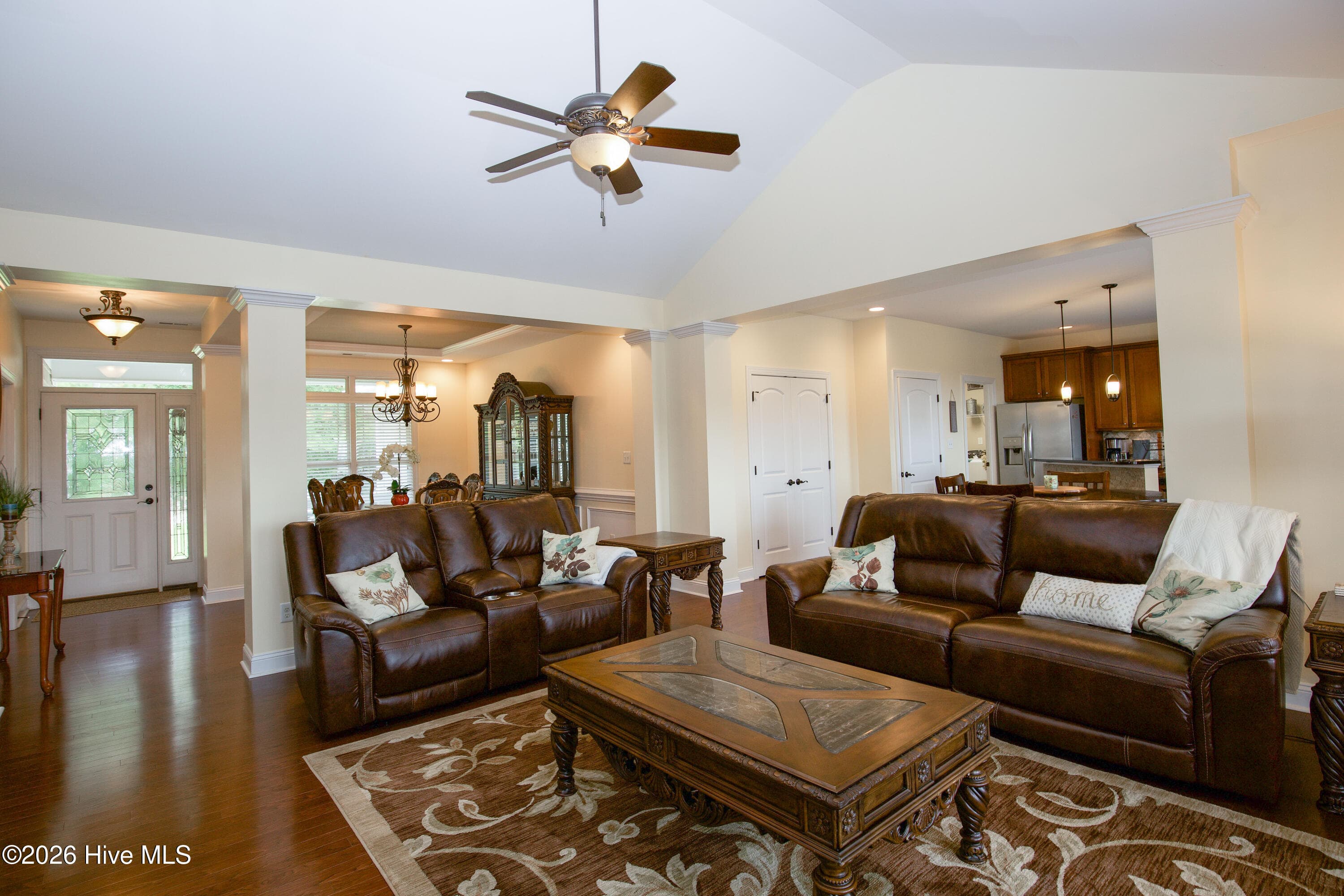 Living room looking toward the foyer and dining room. - 899 Seagull Drive, Vass, NC 28394, Vass