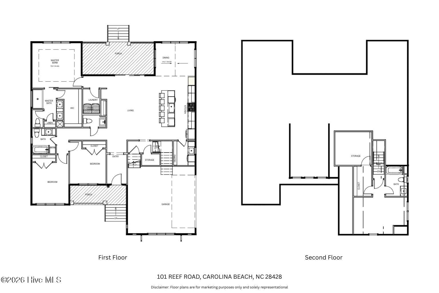 Representational and marketing purposes only. All marketing and building material are subject to change without notice. - 101 Reef Road, Carolina Beach, NC 28428
