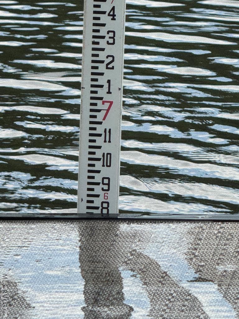 Water Depth in front of boatramp, This measurement taken on 07/08/26 is 6'-8" and was taken in the middle of the cove between this property and the boatramp (in front on the boat ramp)