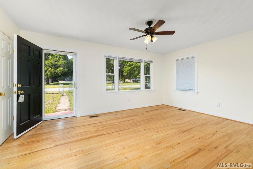 Living Room with refinished hardwood floors