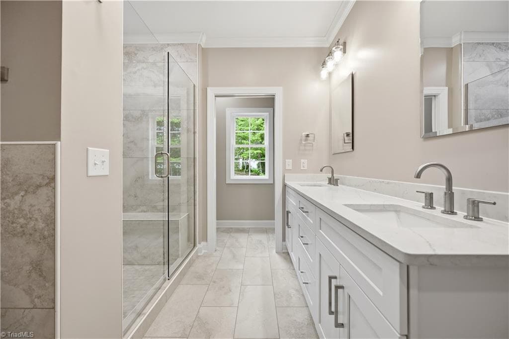 Primary bathroom with double sinks - 2646 Johns Ridge Drive, Asheboro NC 27205, Asheboro