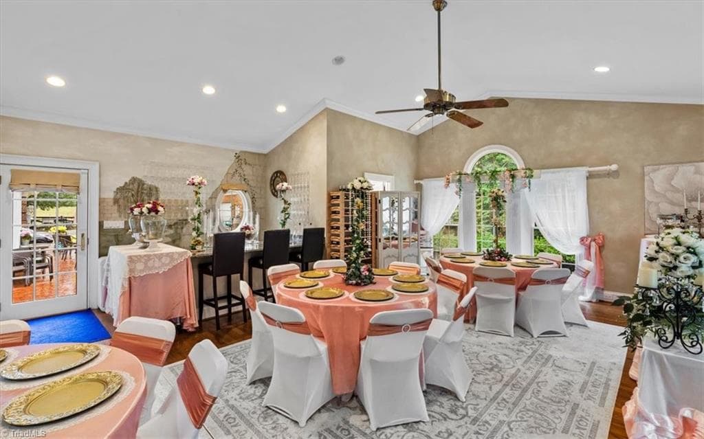 The additional rec space has plenty of room for hosting dinners, murder mysteries, dancing, or any of your great ideas! Open to the back patio to flow outside as easily as inside the great space. If you wanted a main floor owner suite, this could be changed with minor changes and close off the great space and voila, a expansive owner suite awaits. - 6352 Turnpike Road, High Point NC 27263, High Point