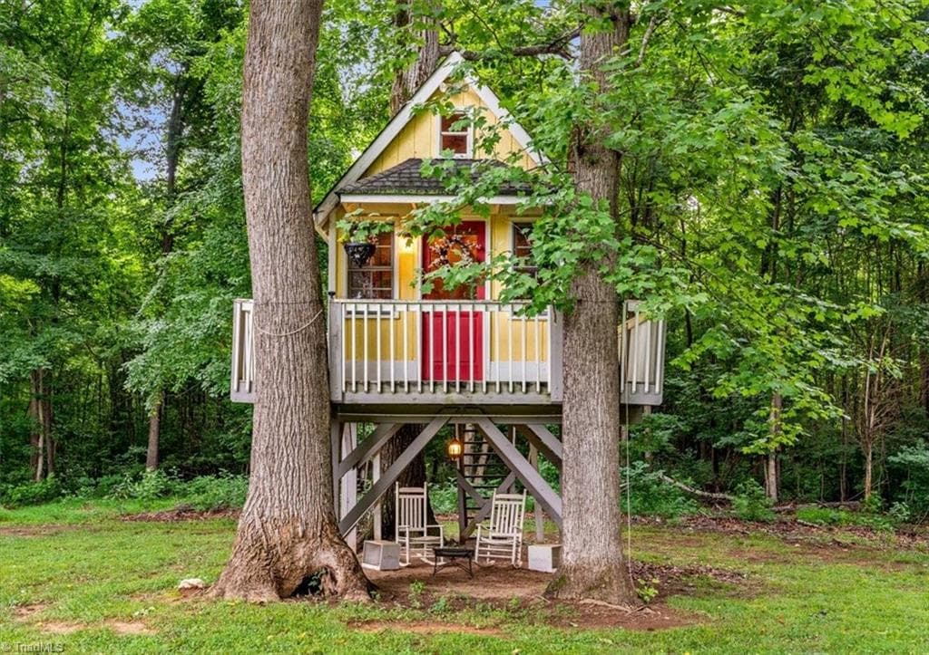 The tree house/bird house has power and a surprise escape for anyone to play tea party or story time. - 6352 Turnpike Road, High Point NC 27263, High Point