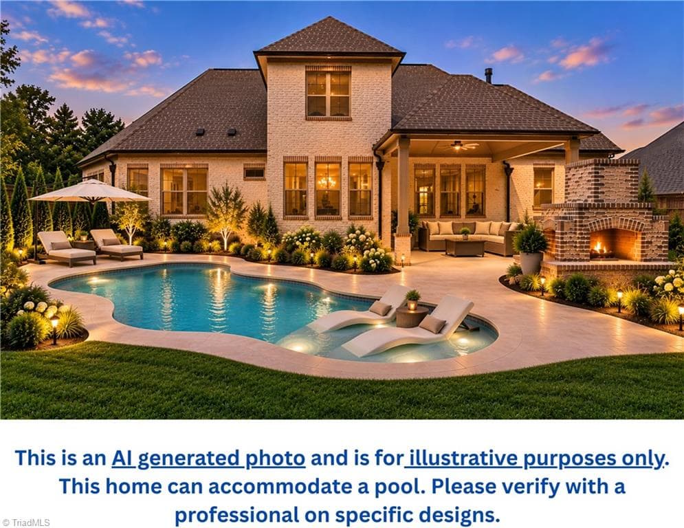 A striking twilight arrival to this exceptional custom residence in Waterford West. - 1477 Cappoquin Way, Burlington NC 27215, Burlington