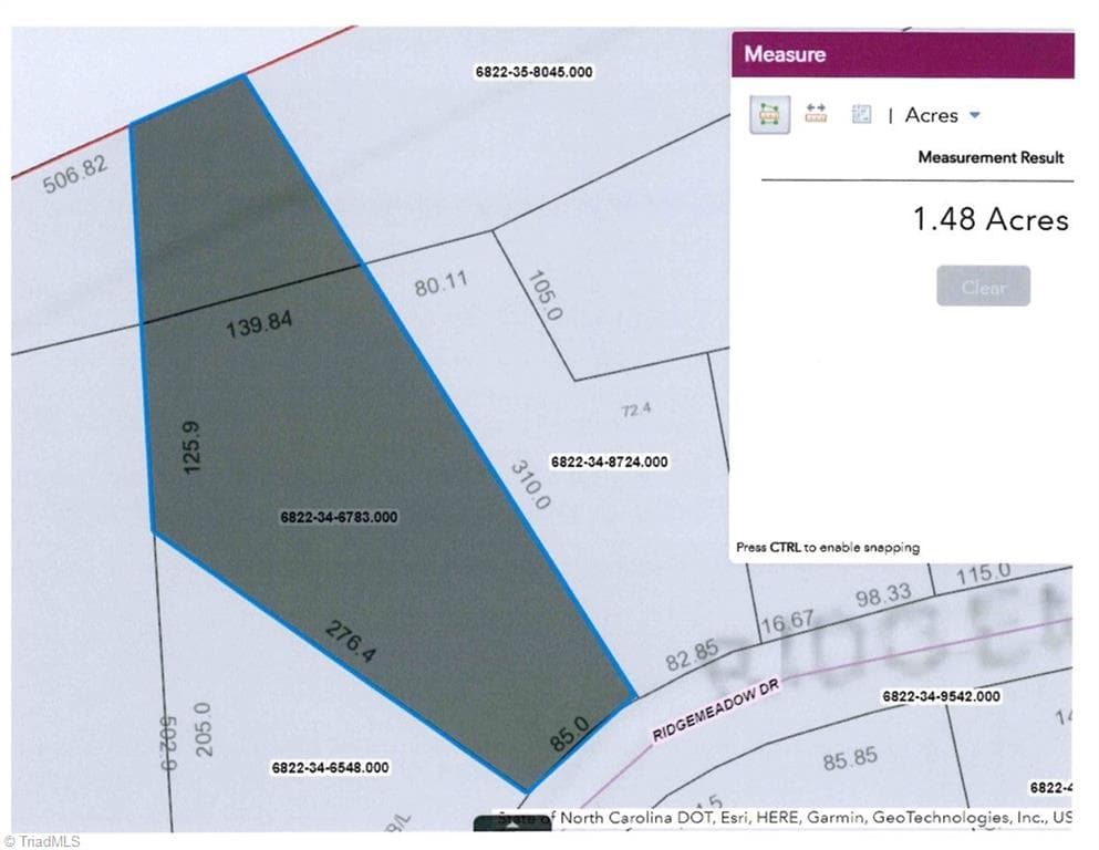 1.48 acre Ridgemeadow Drive, Winston-Salem NC 27127