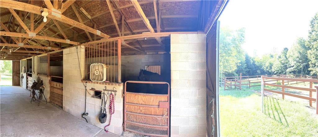 Outside of the barn is the access to the small riding ring and access to the pastures. - 8546 Hudson-James Road, Summerfield NC 27358, Summerfield