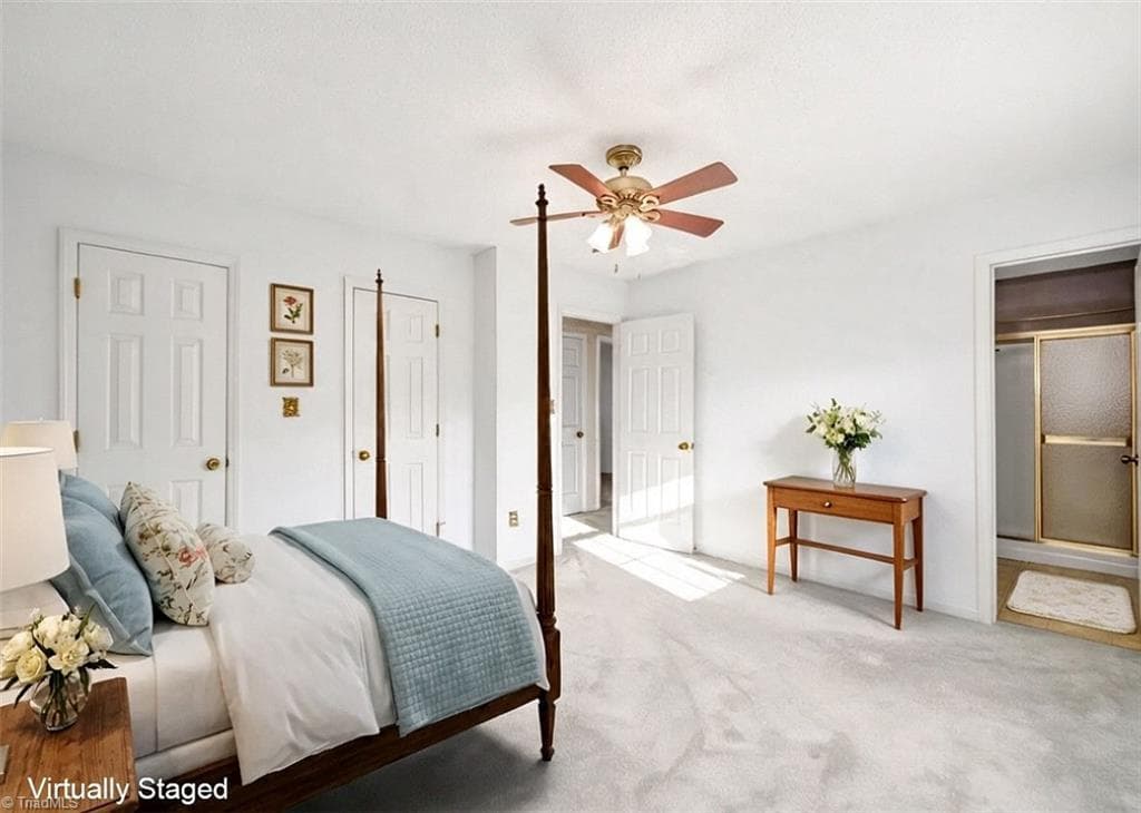 Primary Bedroom Virtually Staged w/furnishings - 196 Lewis Fork Drive, Wilkesboro NC 28697, Wilkesboro